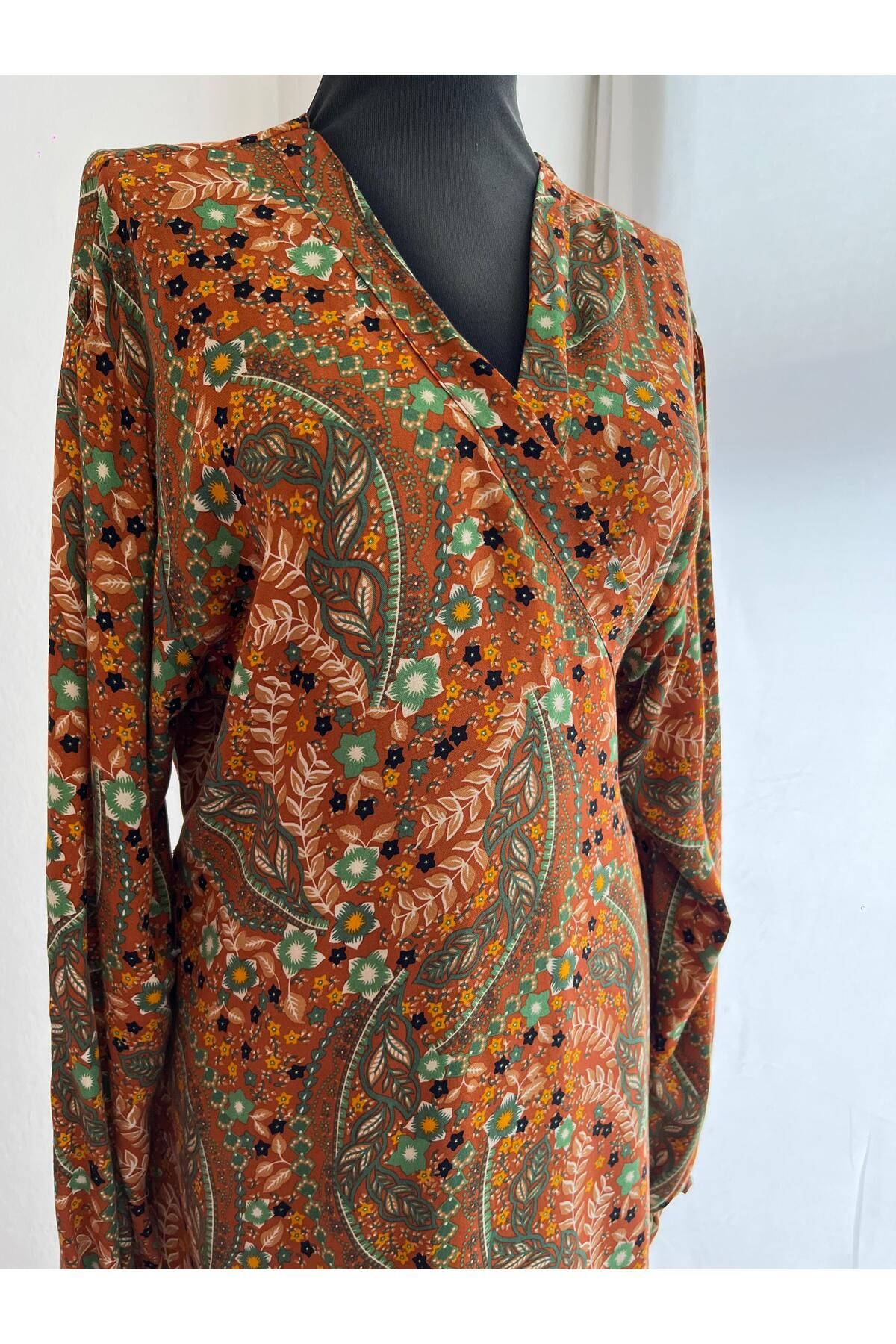 ShopX Çiçek ve Yaprak Desenli Modern Namaz Elbisesi