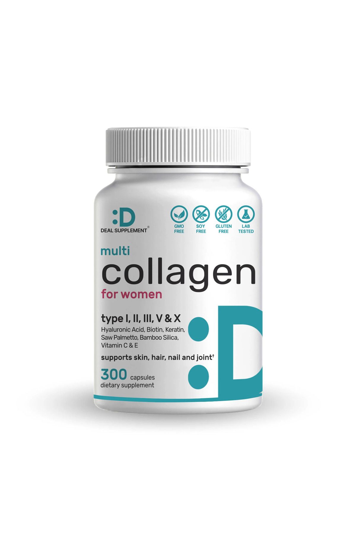 DEAL SUPPLEMENT Multi-Collagen(Kolajen) Saw palmetto +Bamboo Pills for Women Vitamin C, E, & Biotin