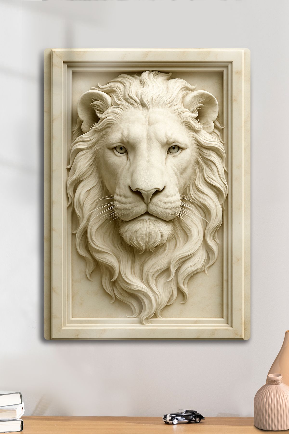 DekorHane 3D Metal Baskı - Aslan Figürlü Dekoratif Tablo, Sanat, Ev Dekorasyon