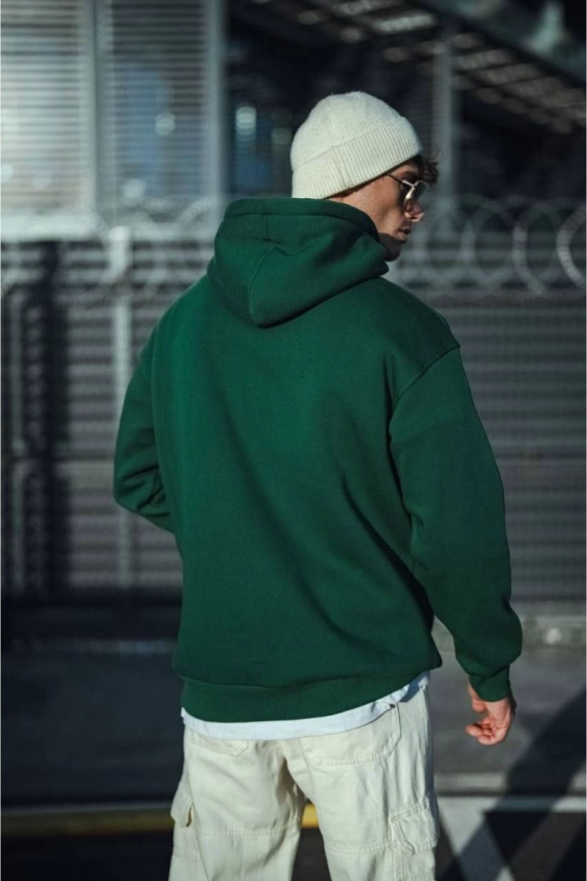 ARUZ MODA Üç İplik Penye Kapşonlu Basic SweatShirt - Haki