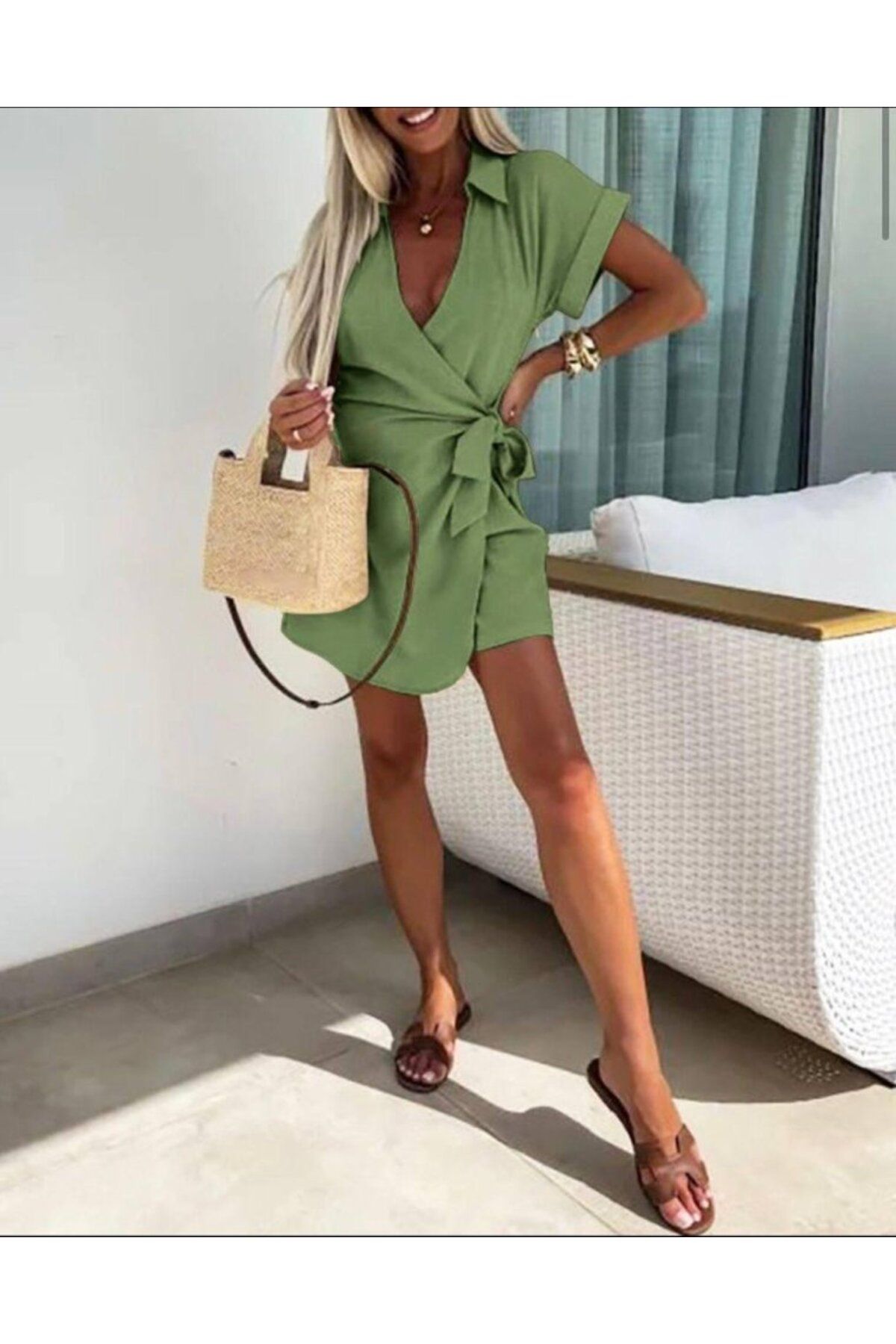 ARUZ MODA Kadın Keten Kumaş Gizli Fermuar Ve Belde Kuşak Detaylı Tulum