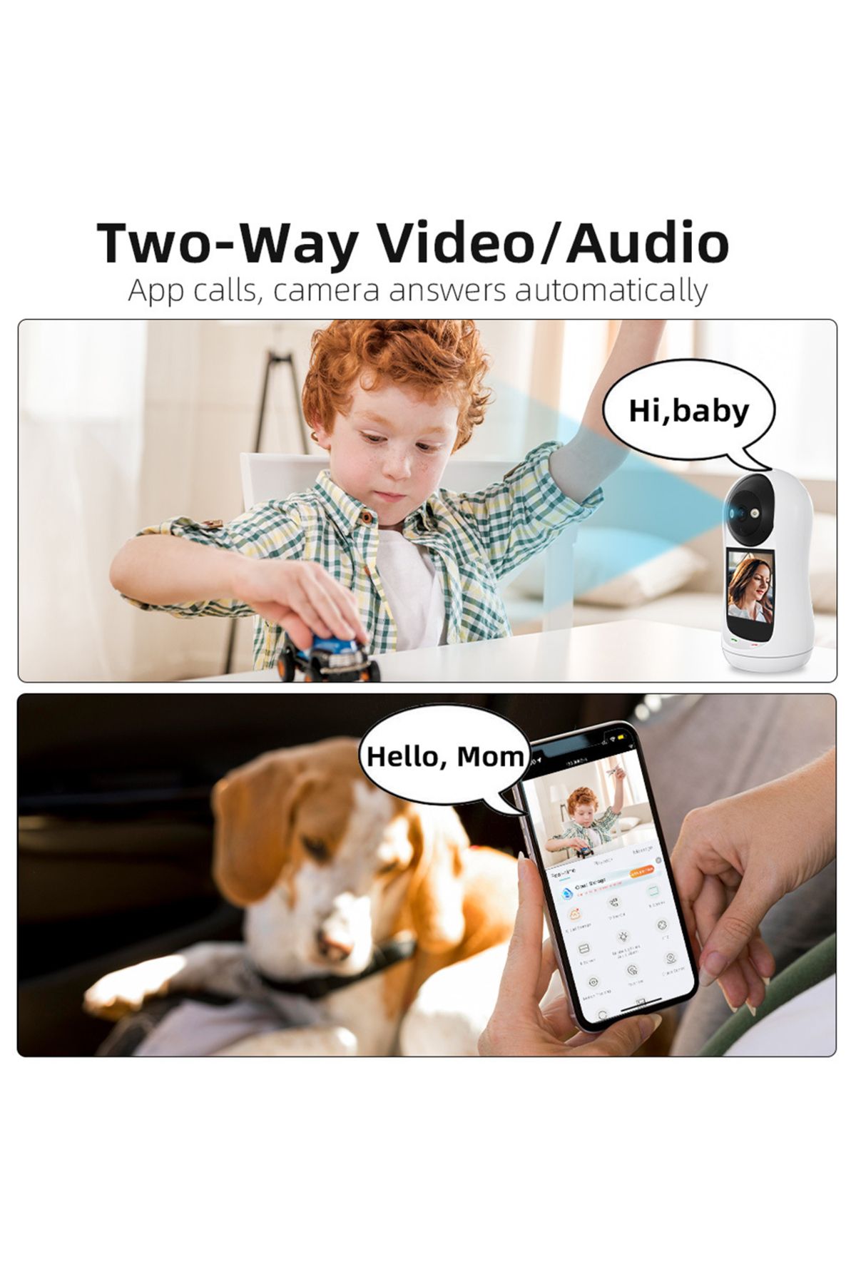 sharpdo-2MP Wireless Baby Monitor, Two-Way Intercom, Temperature Display, Music Player, Baby Care Device 5