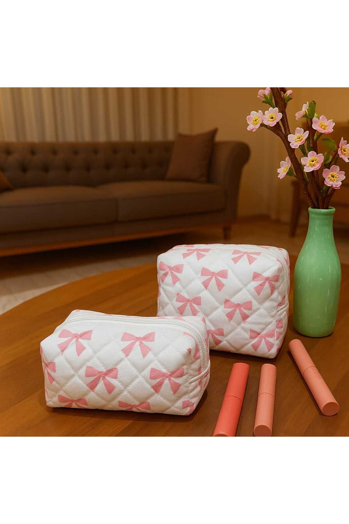 Textia Home 2'li Makyaj Çantası Seti – Renkli ve Kullanışlı Tasarım