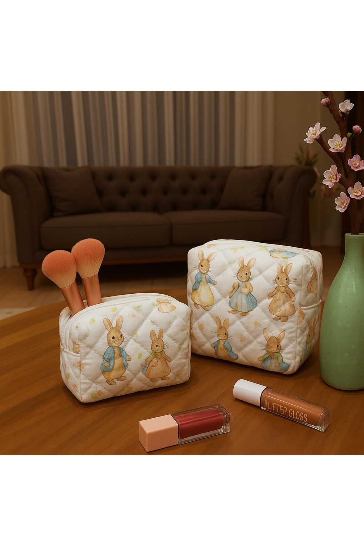 Textia Home 2'li Makyaj Çantası Seti – Renkli ve Kullanışlı Tasarım