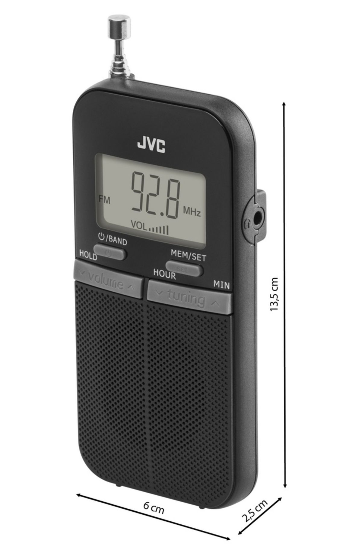 JVC-Portable Pocket Radio Ra-e411b, LCD Display, Digital FM/AM Tuner, Black 8