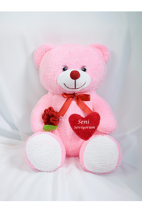 Princess Bear 45 Cm Pembe Peluş Ayıcık – Kalpli “seni Seviyorum” Hediyesi
