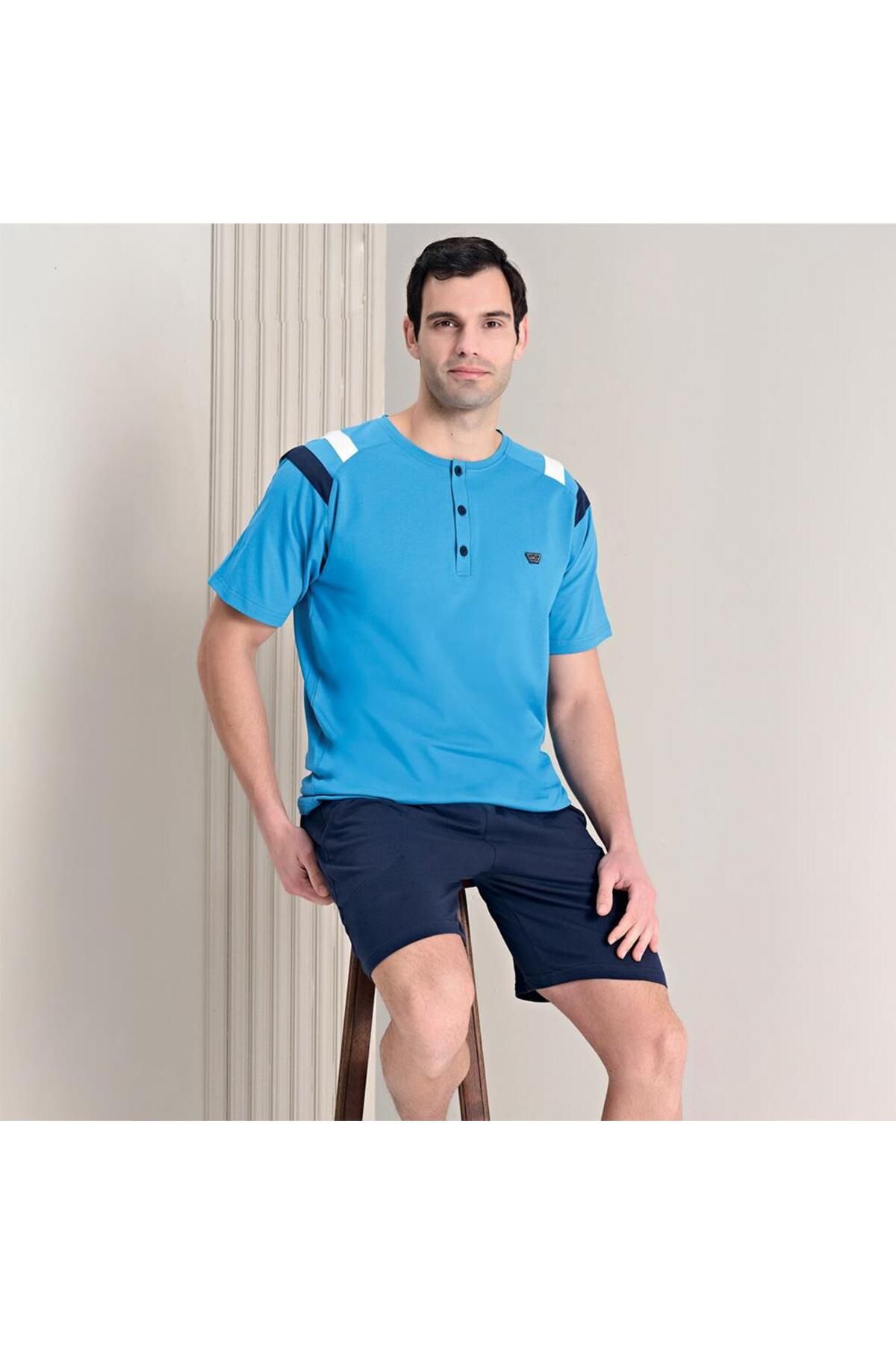 Over Sleep by Poleren Over Sleep 1777 Erkek Yazlık Süprem Şortlu Kısa Kol Pijama Takım
