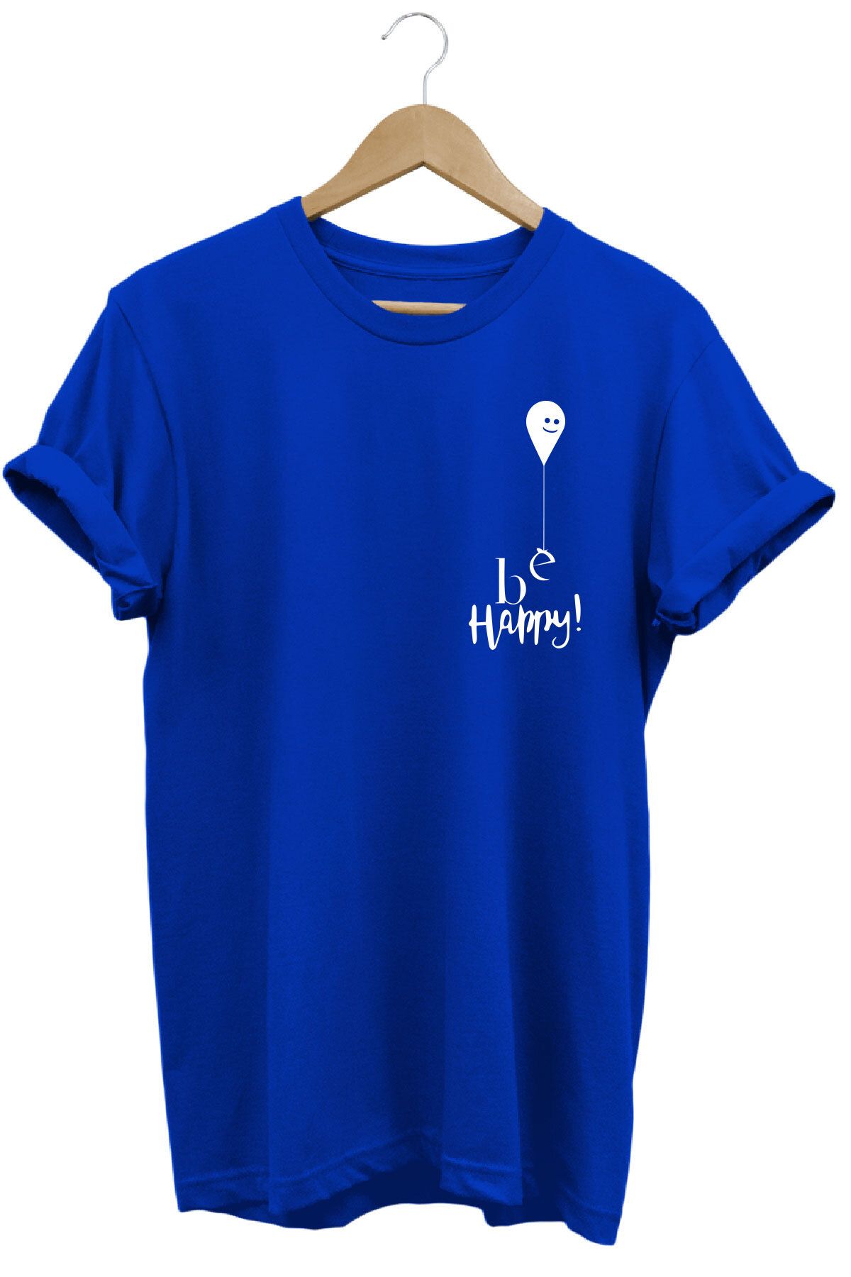 onsrawear Be Happy Unisex Yüksek Kaliteli Baskı %100 Pamuk Basic T-shirt