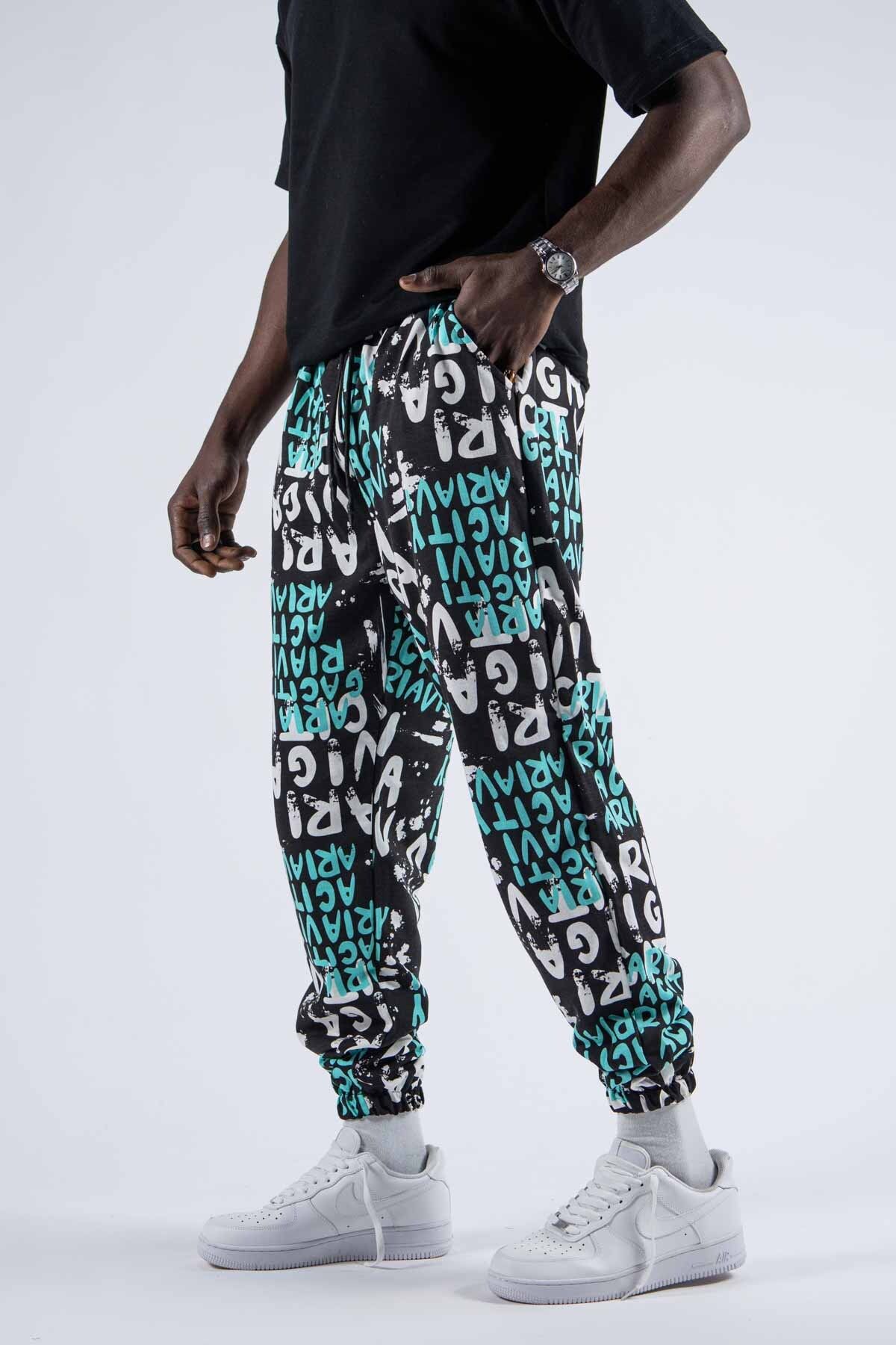 SUPERBLUE Unisex Dijital Baskılı Jogger Lastik Paça Cepli Eşofman Altı Pantolon