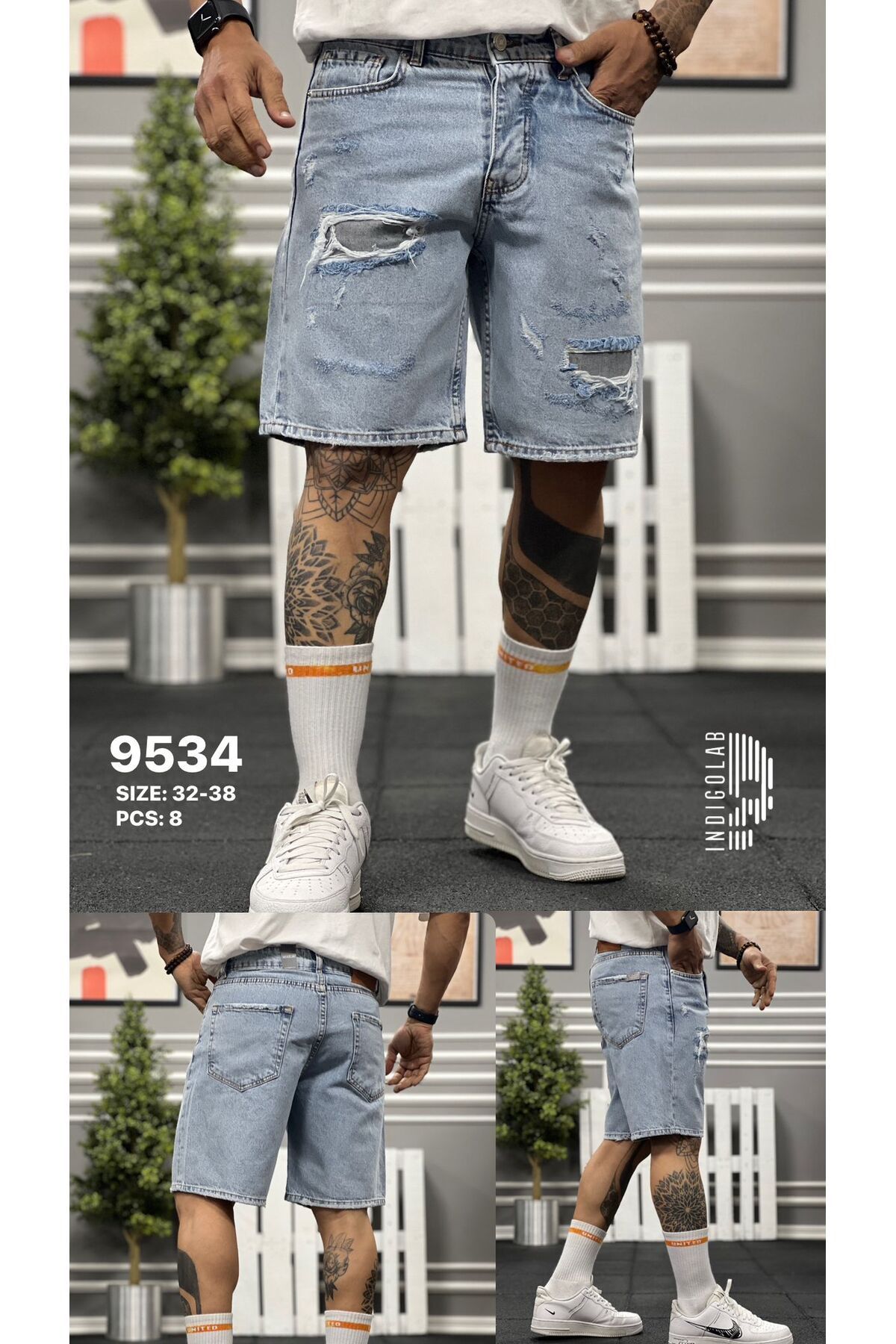 INDIGOLAB Erkek Mavi Baggy Denim Şort