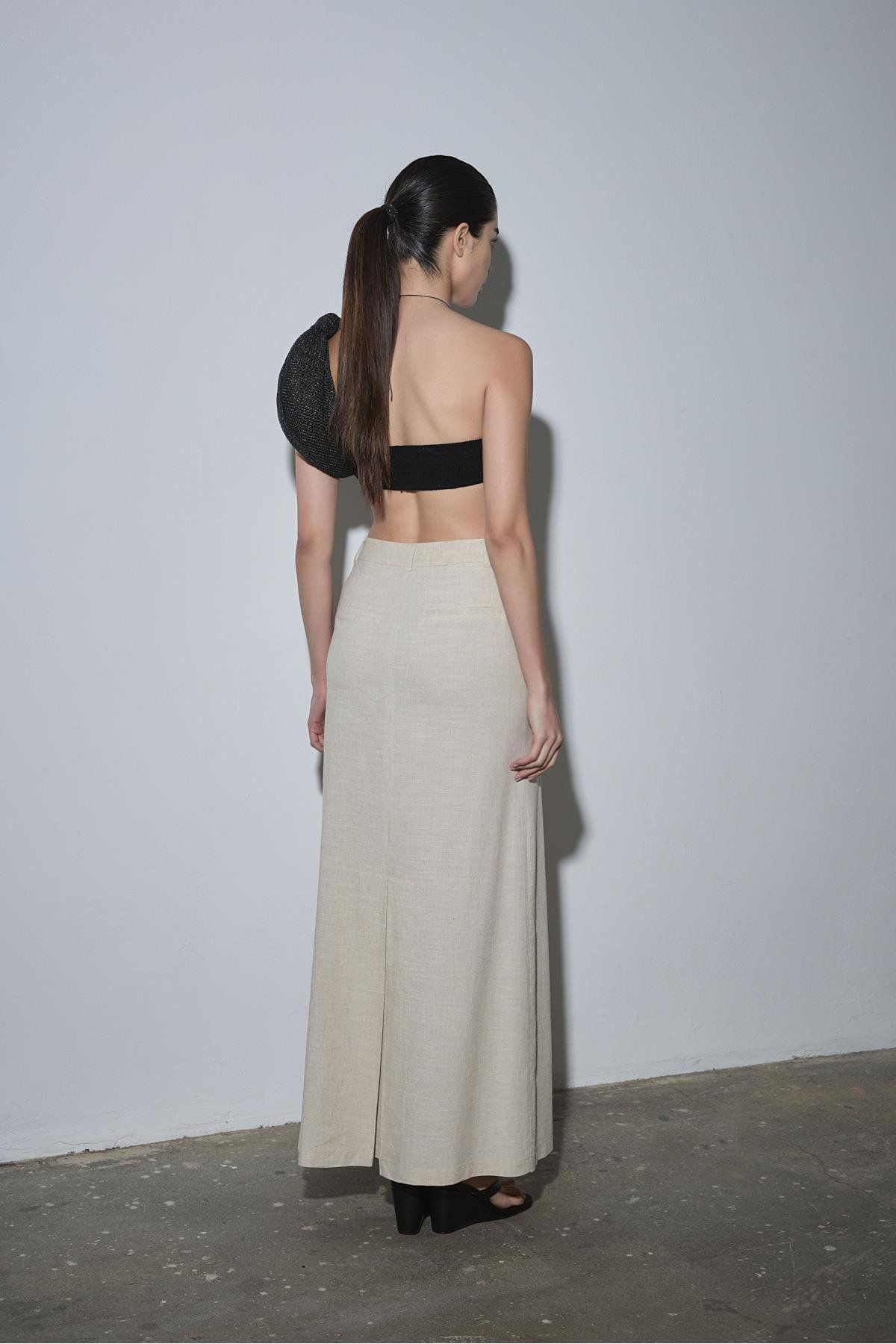 Suud Collection Natürel Marie Maxi Keten Etek