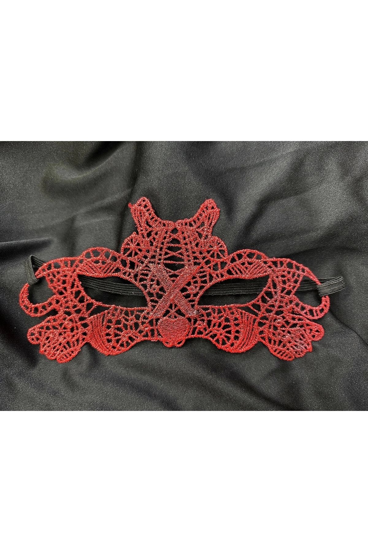 GLIMMERY Kırmızı Dantel Masquerade Maskesi Çift Taraflı 10 No
