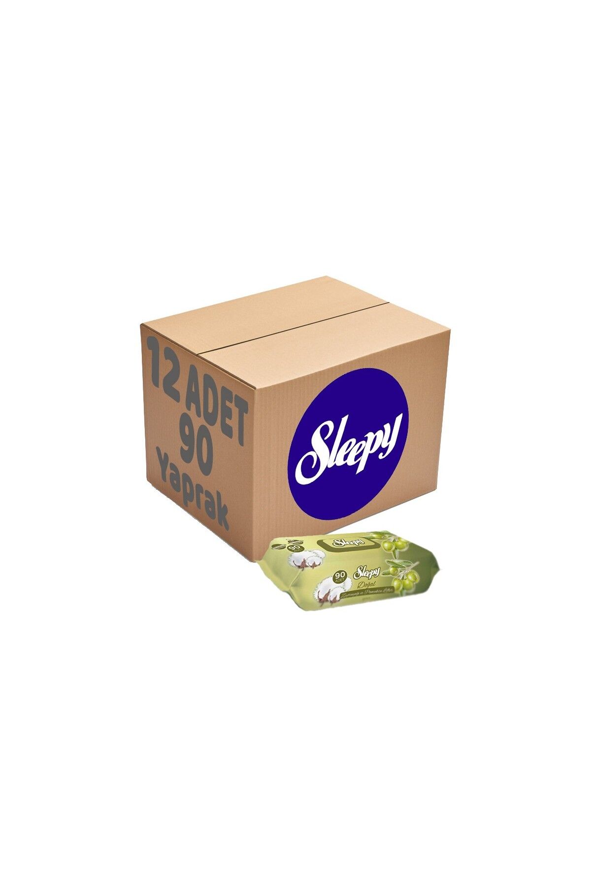 Sleepy Islak Havlu Mendil 90 Yaprak Pamuk & ZeytinYağlı 12 Li