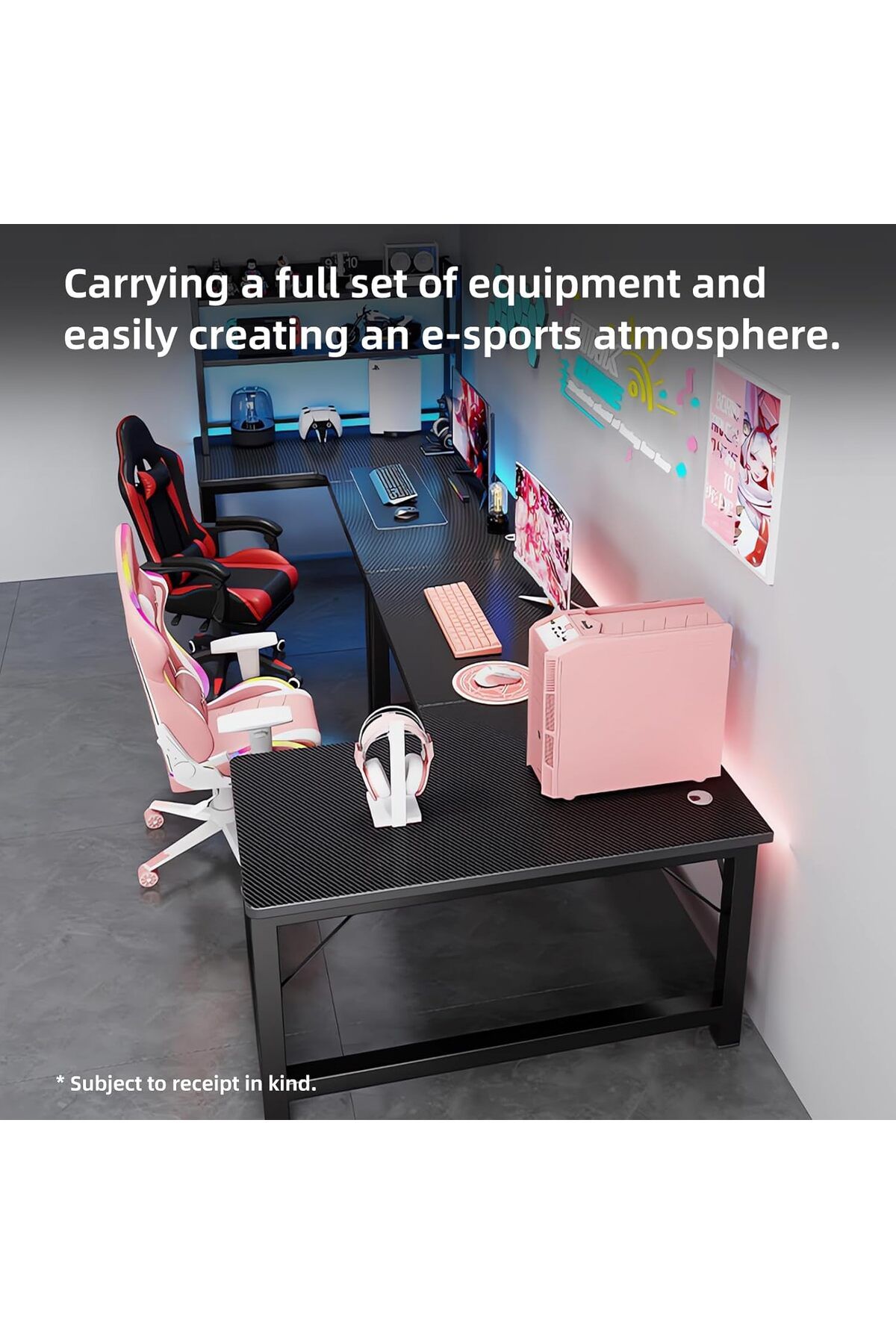 VINNYSEN-L-Shaped Desk Computer Corner Desk with Shelf, L Shaped Home Office Table, Large Gaming Table 5