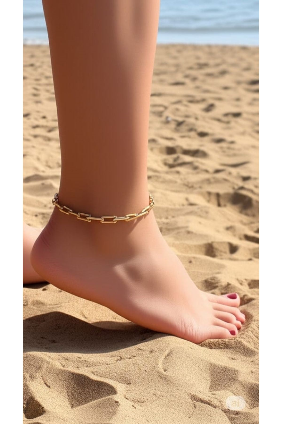 BESMYAR JEWELS Altın rengi zincir detaylı kadın halhal