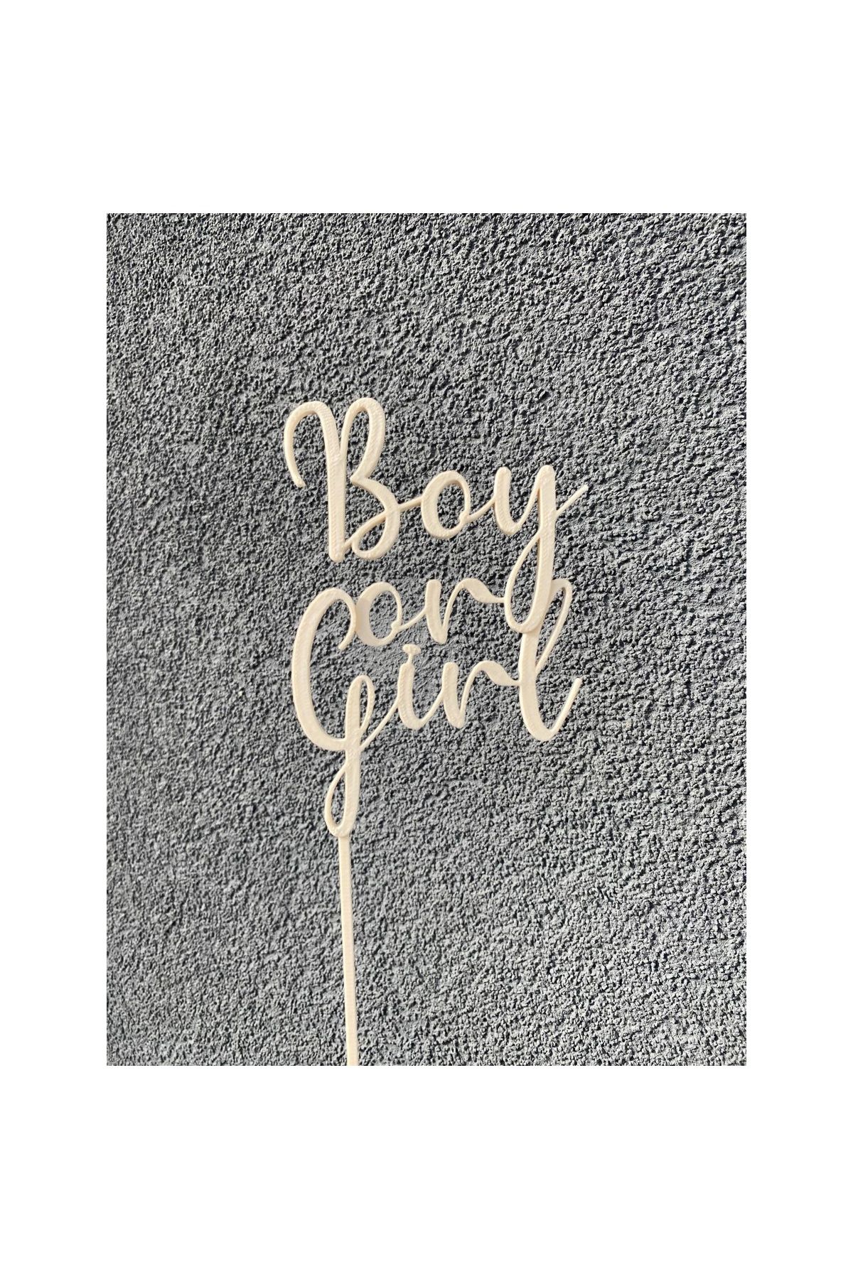 OEM Decoratiune Topper Tort "boy Or Girl" Gender Reveal, Alb Ivory, 11.5 Cm - All Ages