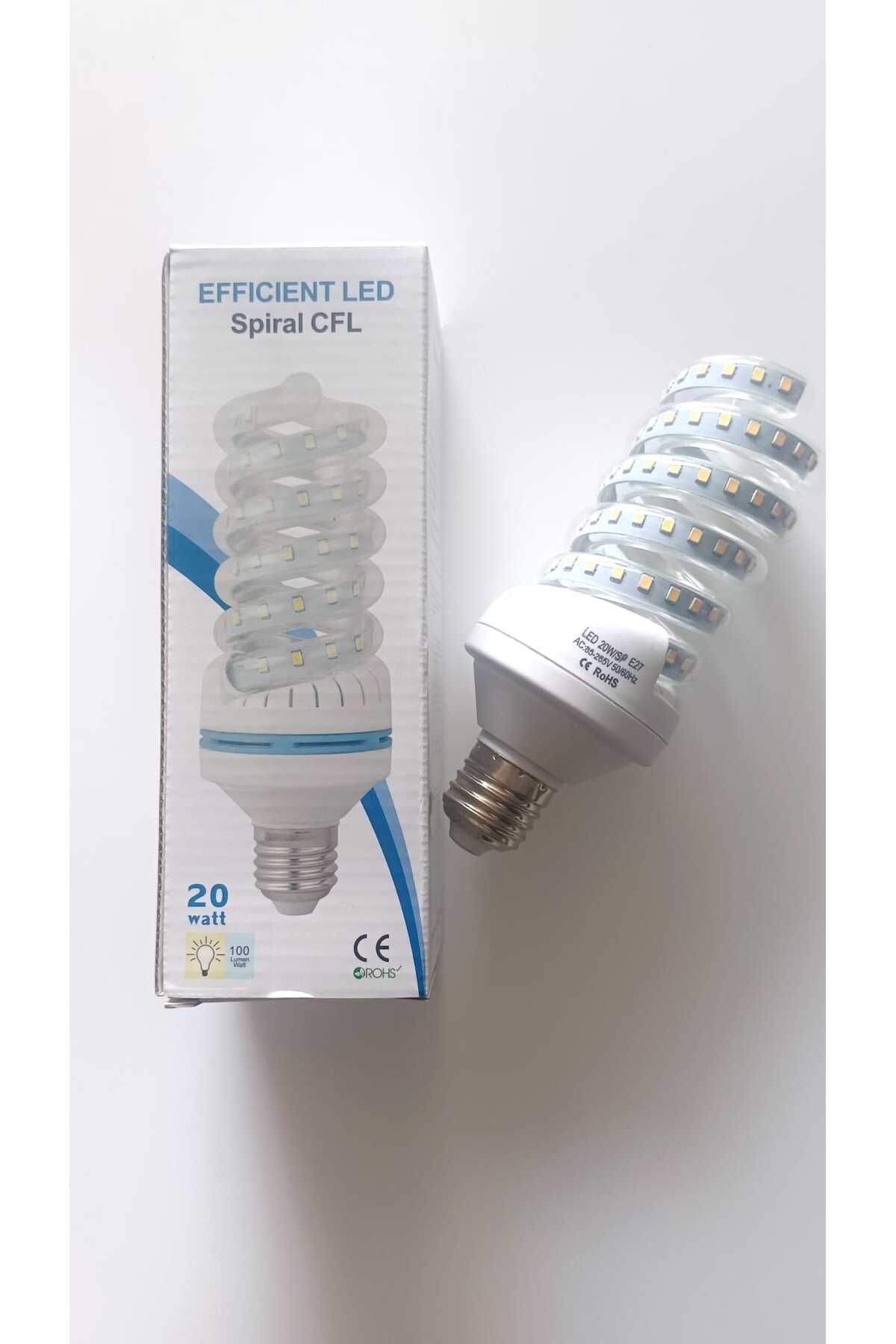 KRT 20w Enerji Tasarruflu E27 Duylu Spiral Şekilli Led Mısır Ampul - Sıcak Beyaz (GÜN IŞIĞI)