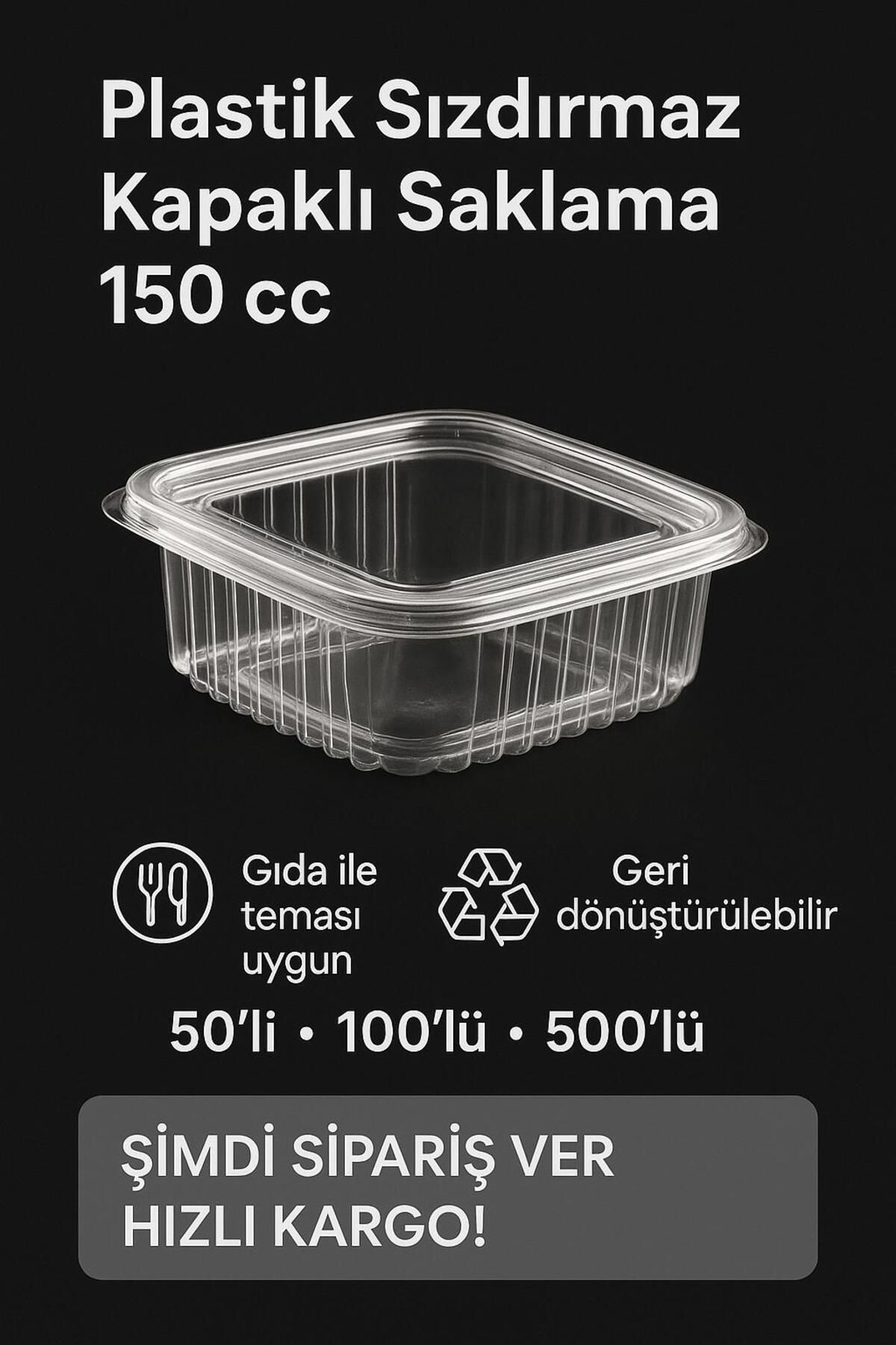 Kullan At Plastik 25 adet Sızdırmaz Kapaklı Saklama Kabı - 150 cc