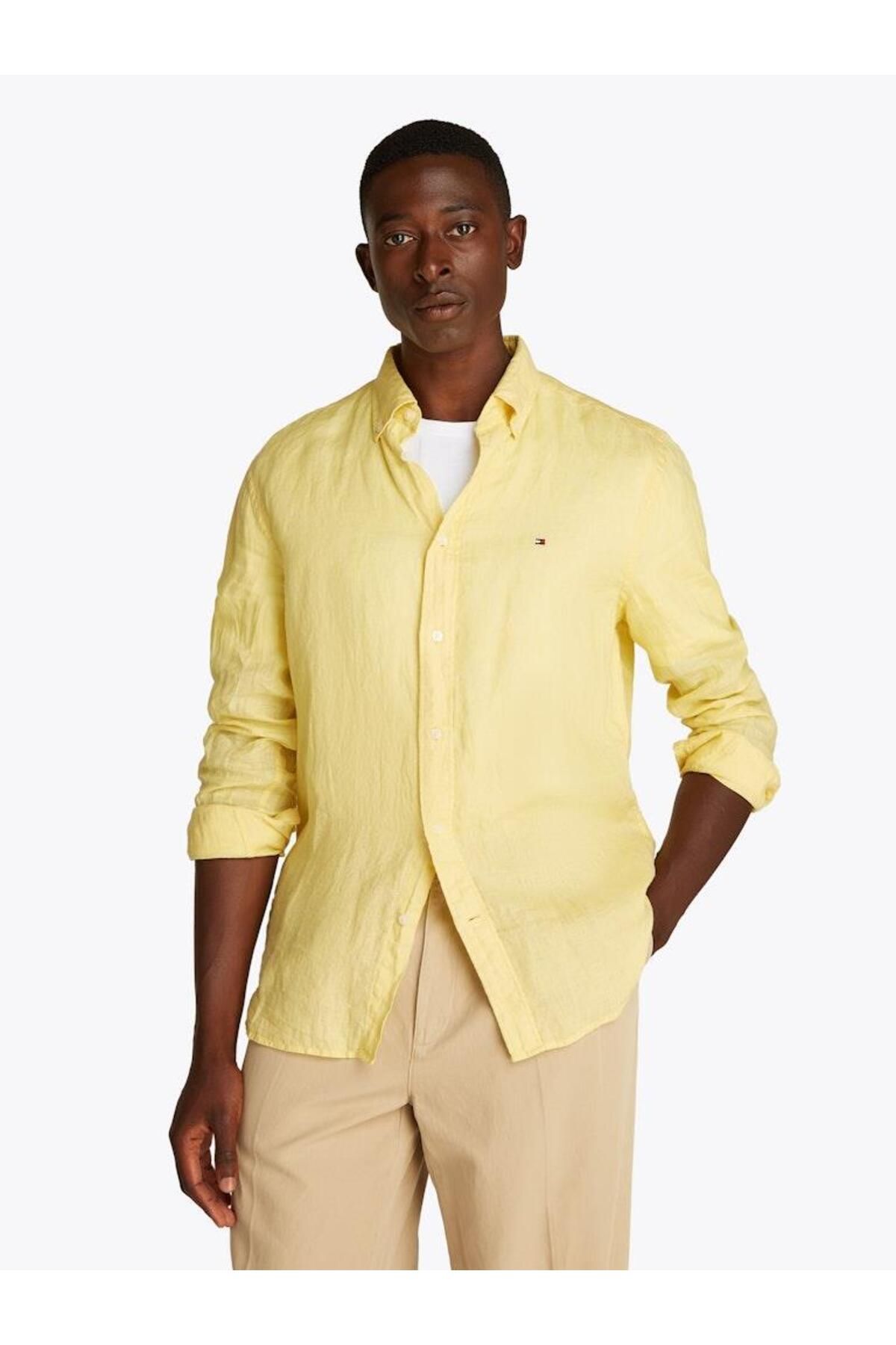 Tommy Hilfiger Erkek PIGMENT DYED LI SOLID RF SHIRT Gömlek