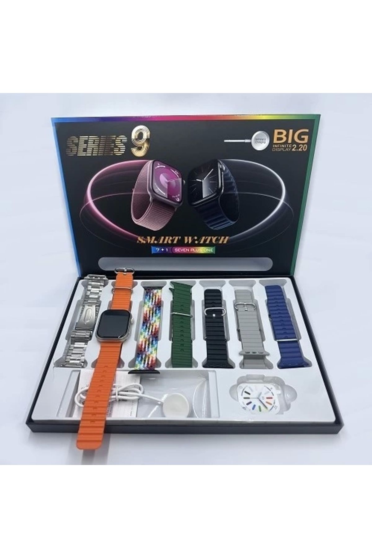 Yenimiyeni 7 Kordonlu Watch 9 uyumlu  Akıllı Saat Nabız Adımsayar Bluetooth Bağlantılı Smart Watch