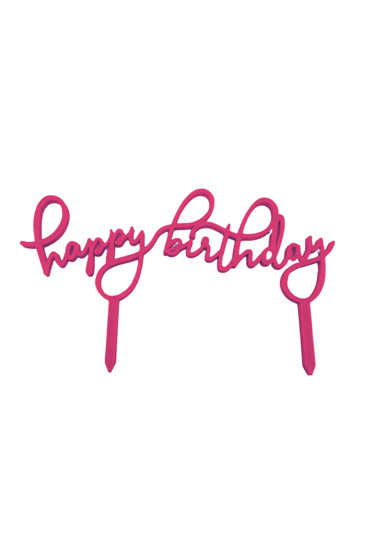 OEM Decoratiune Topper Tort "happy Birthday", Roz Zmeuriu 15 X 9 Cm - All Ages