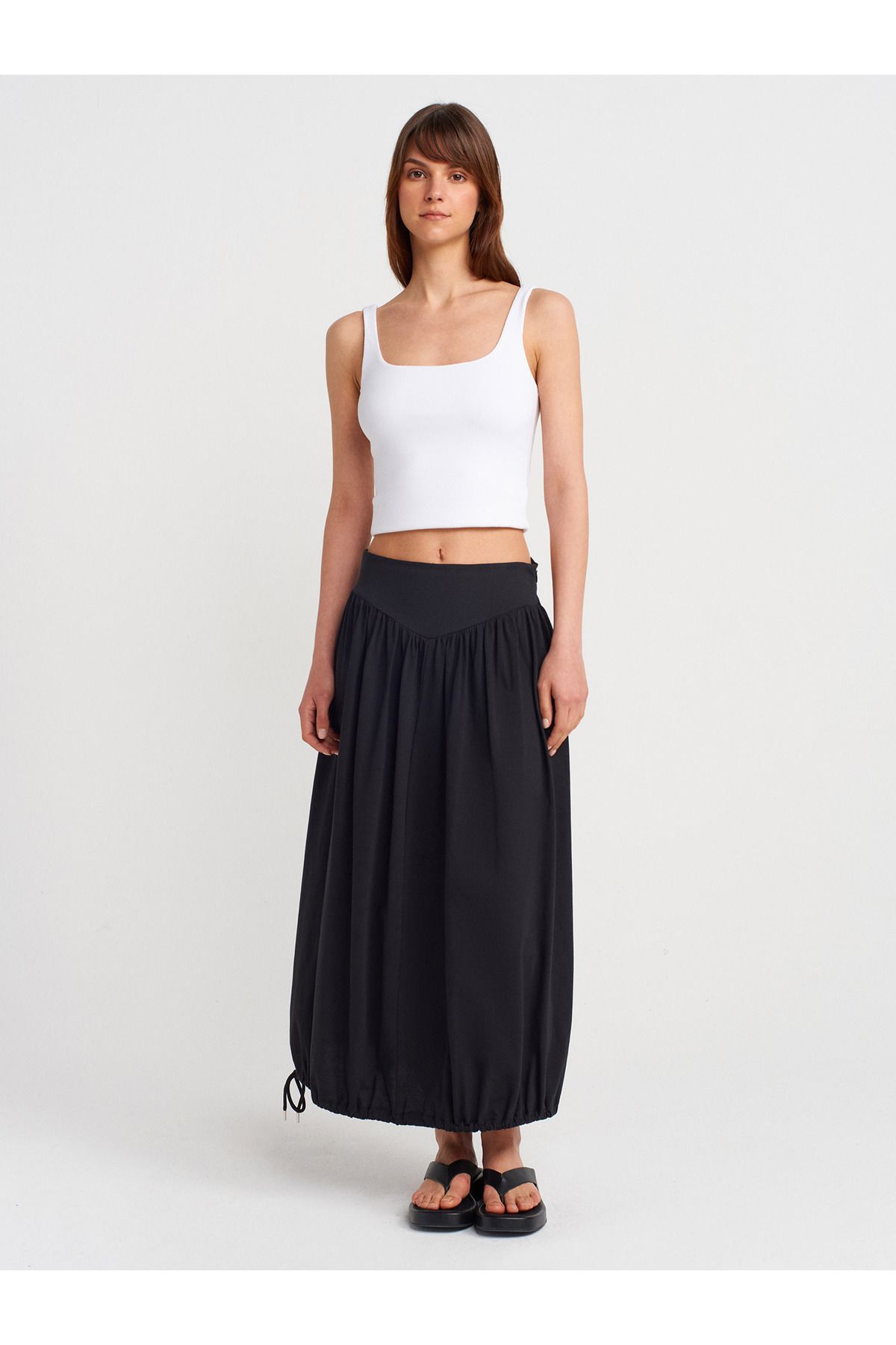 Dilvin 80422 Balon Midi Etek-Siyah