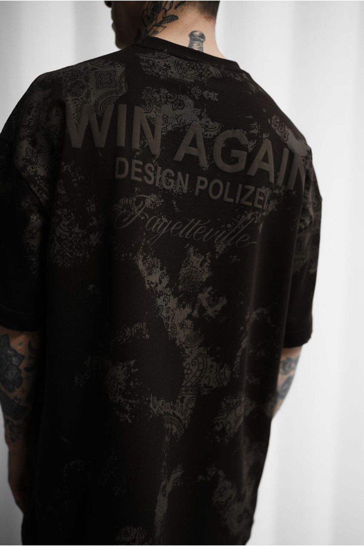 Nyctophilia Wear WIN AGAIN Özel Kabartma Baskılı Oversize T-Shirt