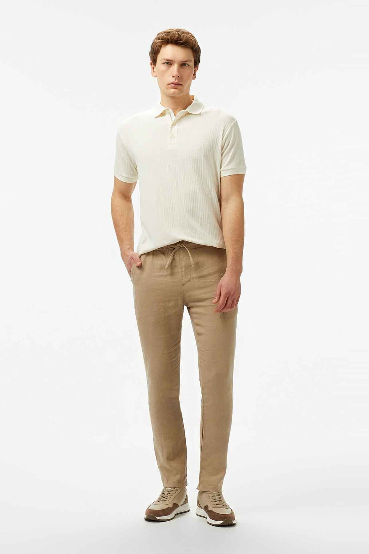 Nautica Erkek Jogger Keten Pantolon - Bej