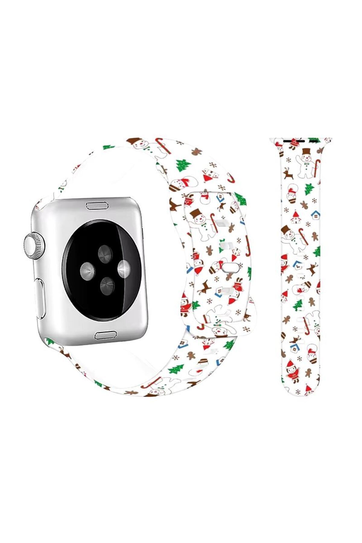 REDz Accessories-Curea de zăpadă, Sport, pentru Apple Watch, Colecția de Crăciun, silicon, albă - 44/45/46/49 mm 3