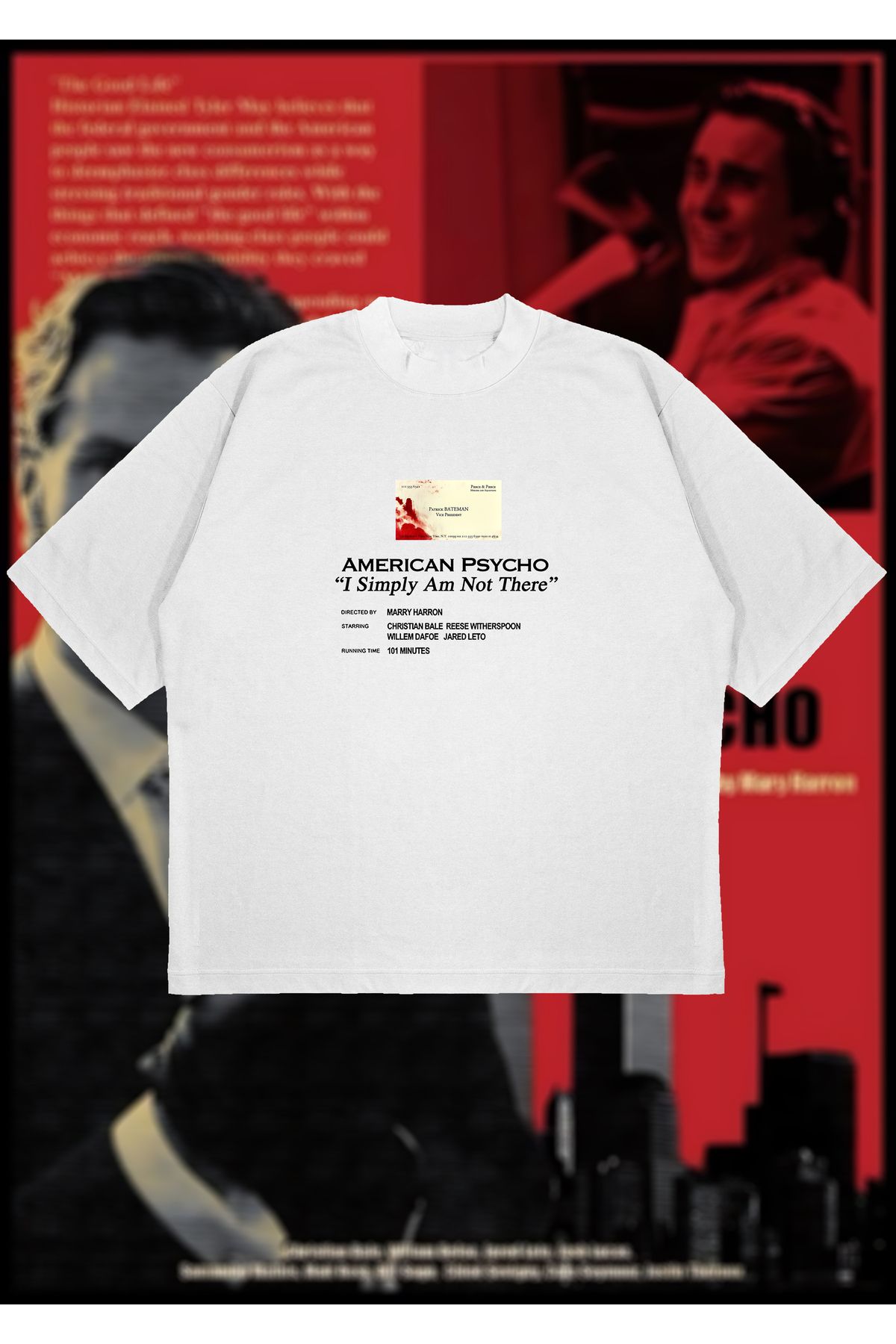 Tarzsokak American Psycho Baskılı Oversize Unisex Pamuklu Nefes Alan Kalın Kumaşlı