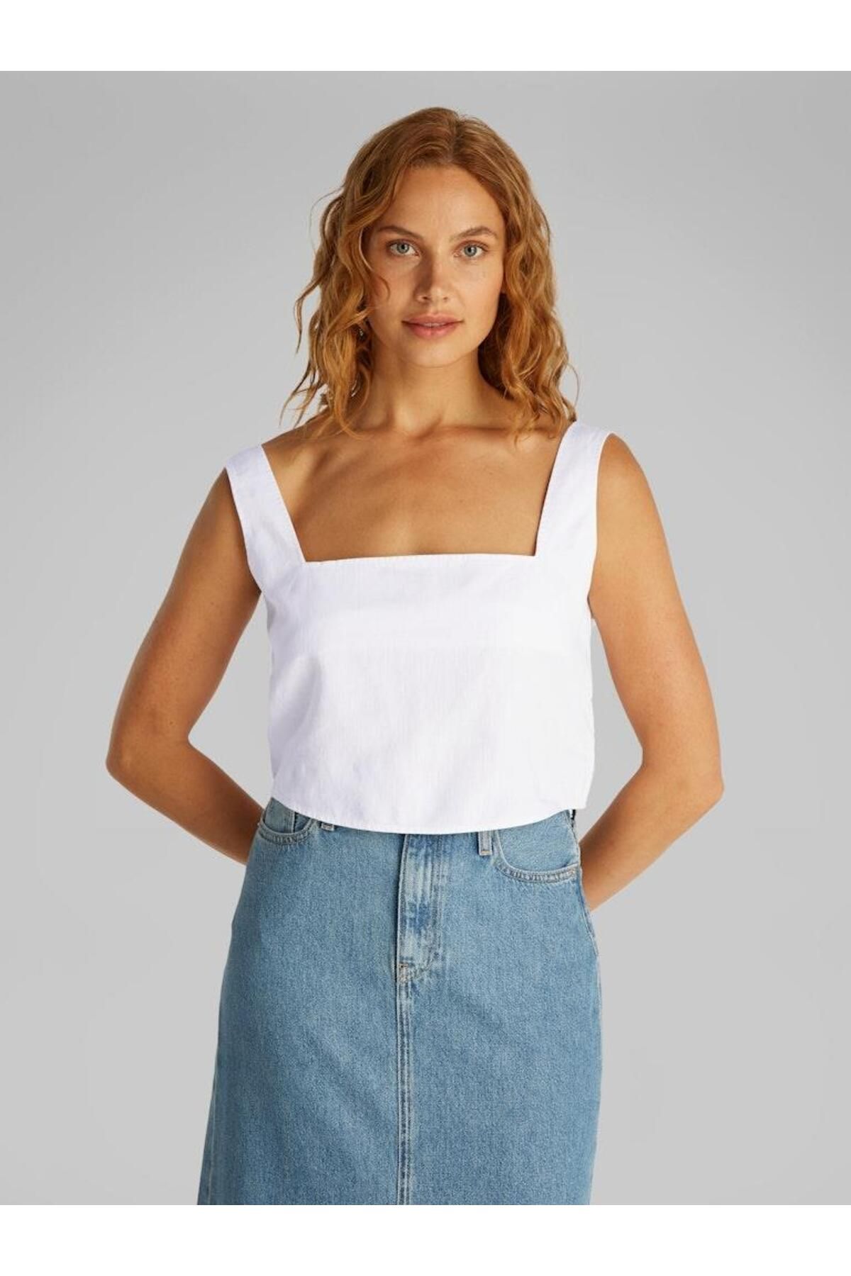Calvin Klein Kadın SOFT LINEN TOP Gömlek