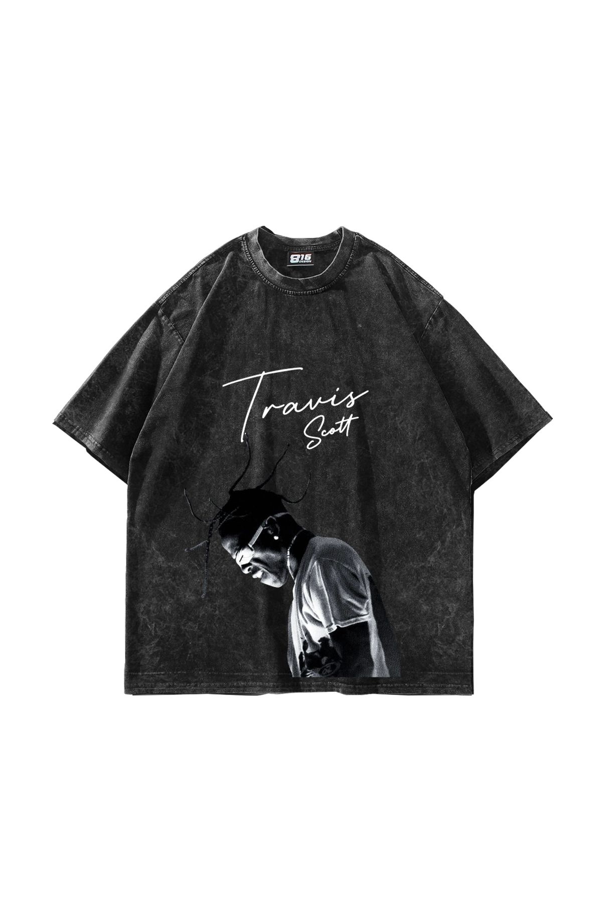 Tarzsokak Travis Scott Baskılı Oversize Unisex Yıkamalı Siyah
