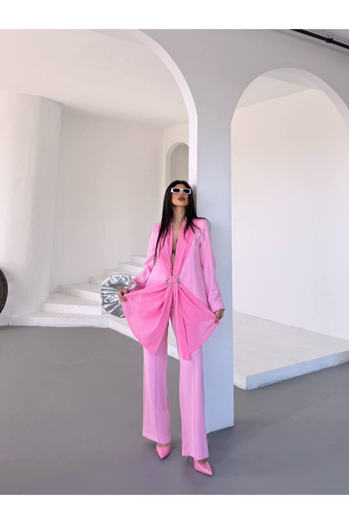 BARG FASHION Şal Detaylı İkili Blazer Takım