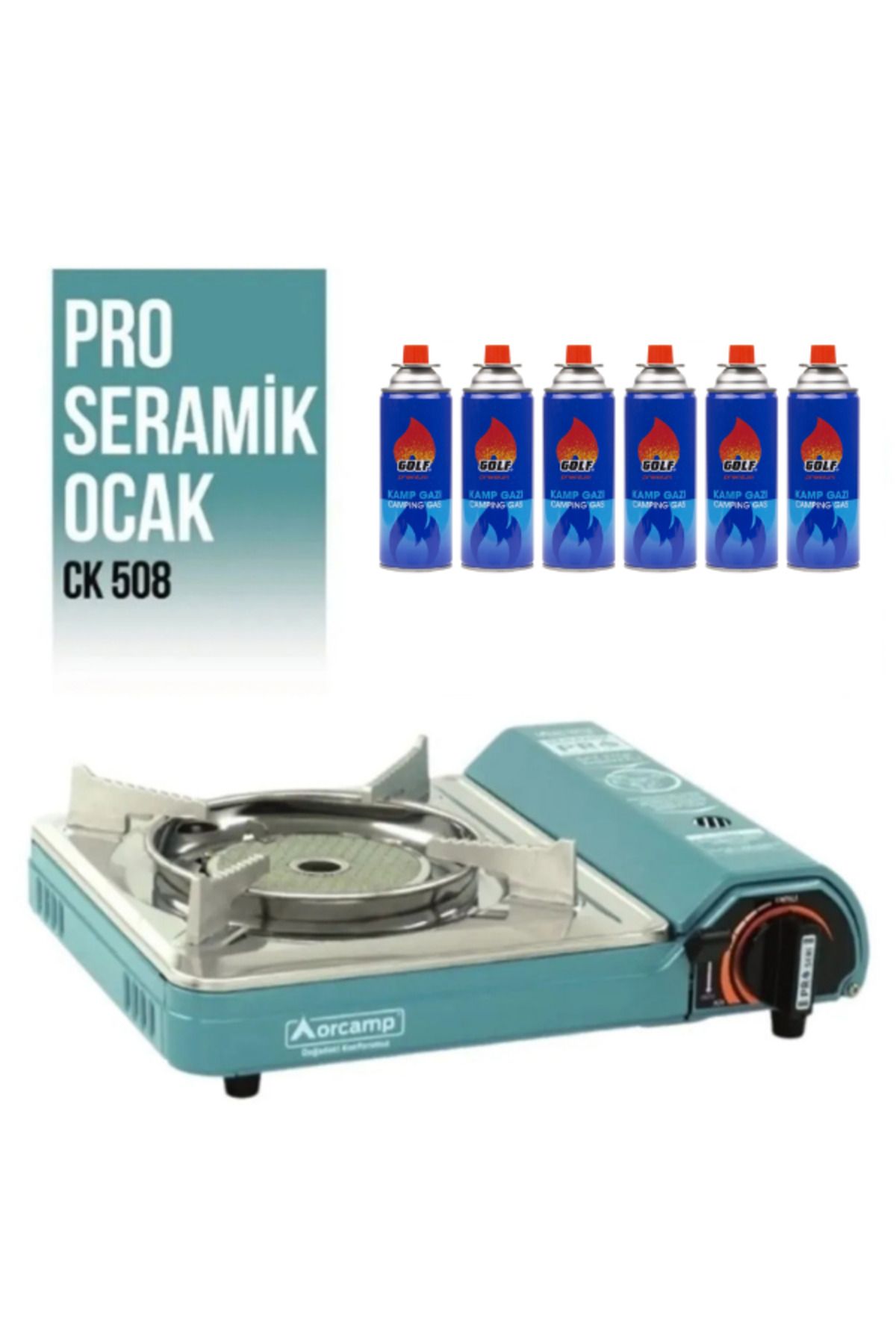 Orcamp Pro Portatif Seramik Ocak ve 6 adet Golf 227 gr Kartuş
