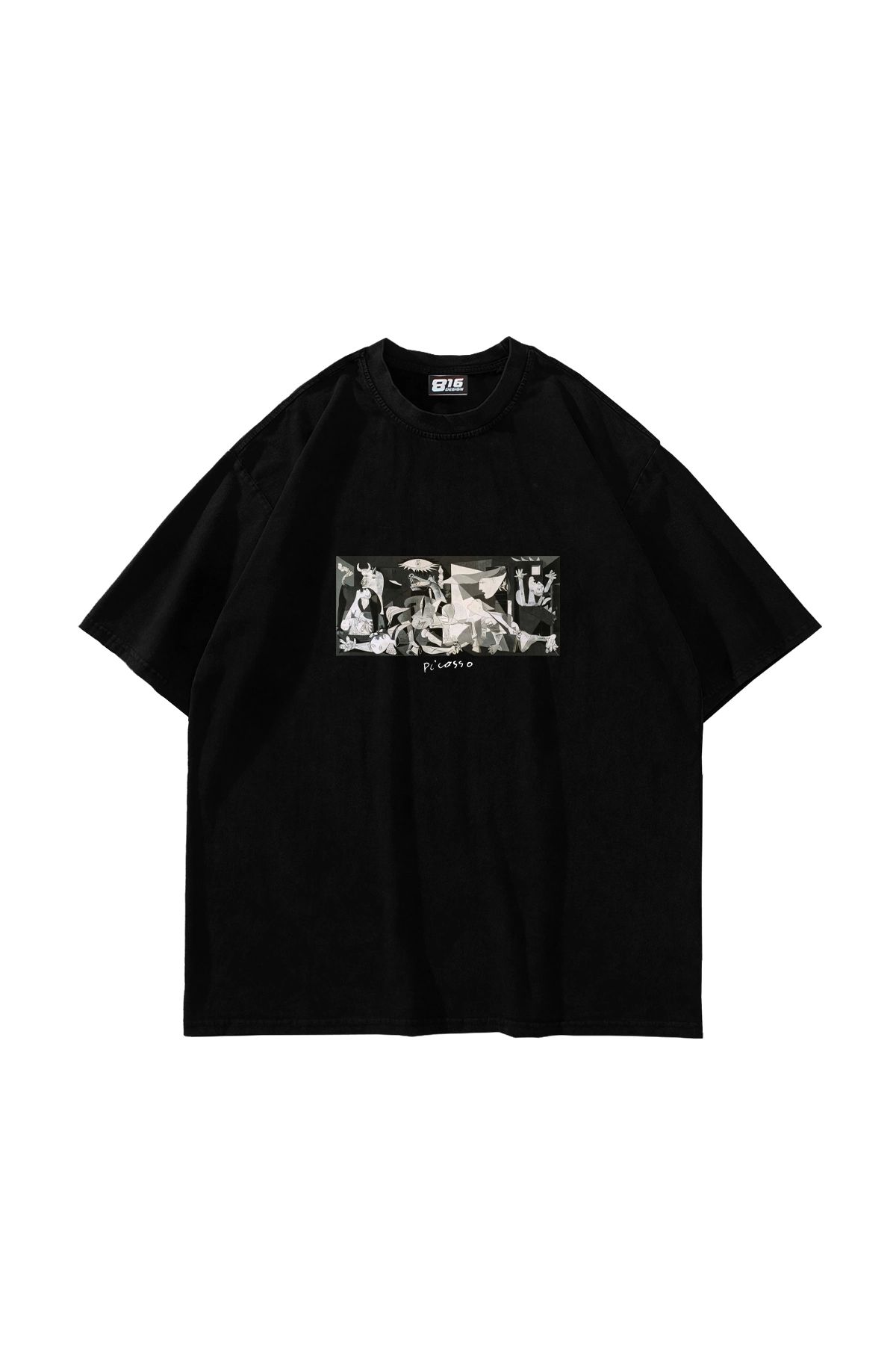 Tarzsokak Picasso Guernica Baskılı Oversize Unisex Siyah