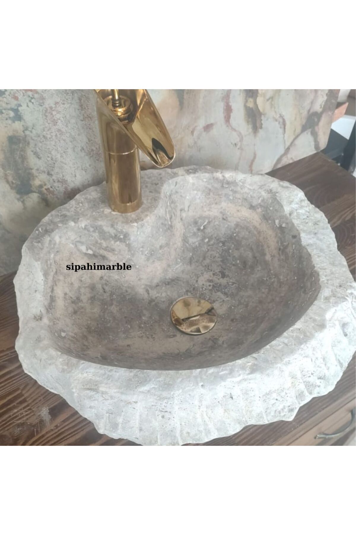 SİPAHİMARBLE Süprem Mermer Batarya Çıkışlı Modern Lavabo