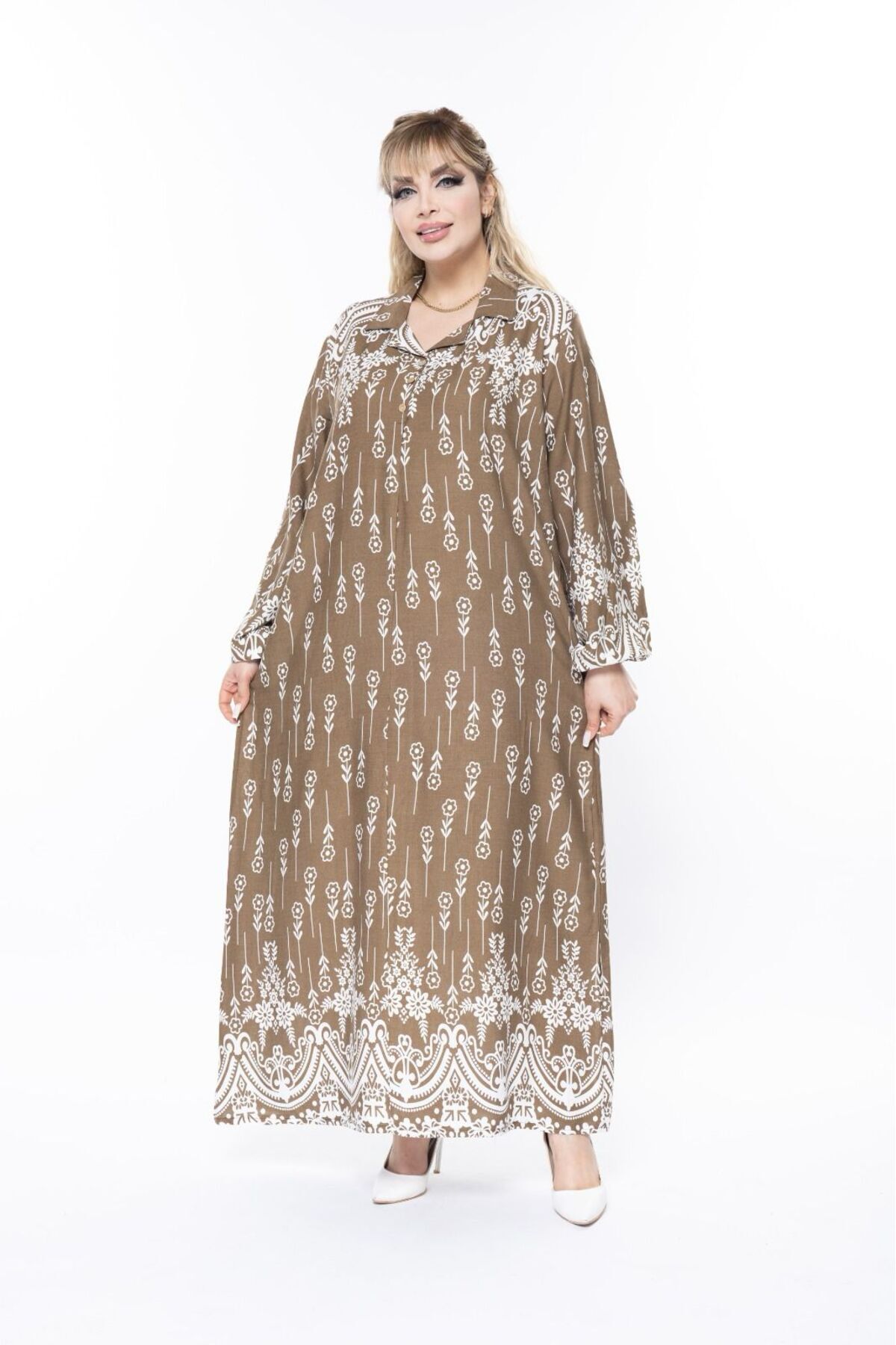 mervemoda-Women's Long Sleeve Summer Plus Size Dress 8