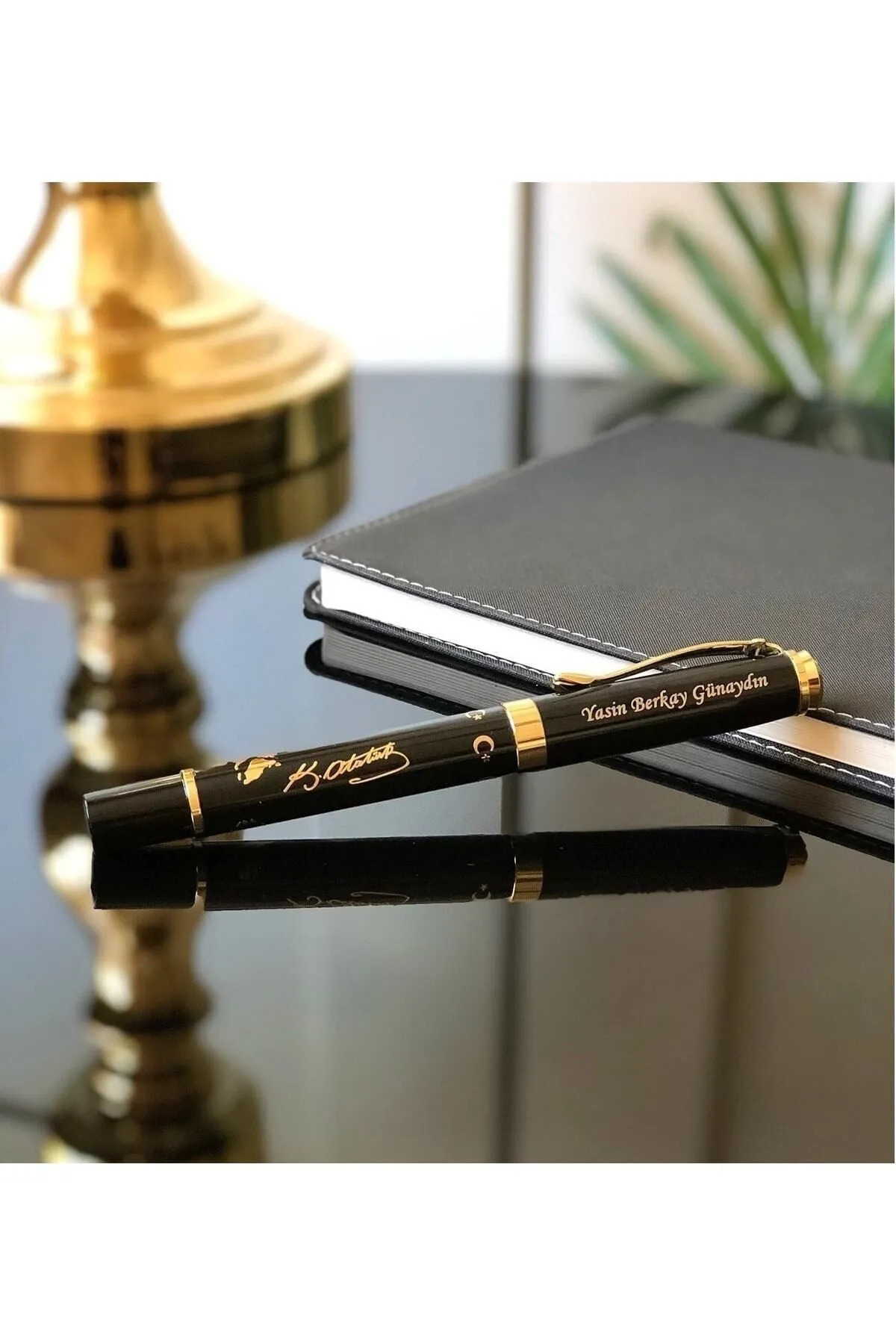 KAZEMTECH Kişiye Özel Hediyelik Isim Baskılı Atatürk Temalı Altın Kabartmalı Roller Kalem
