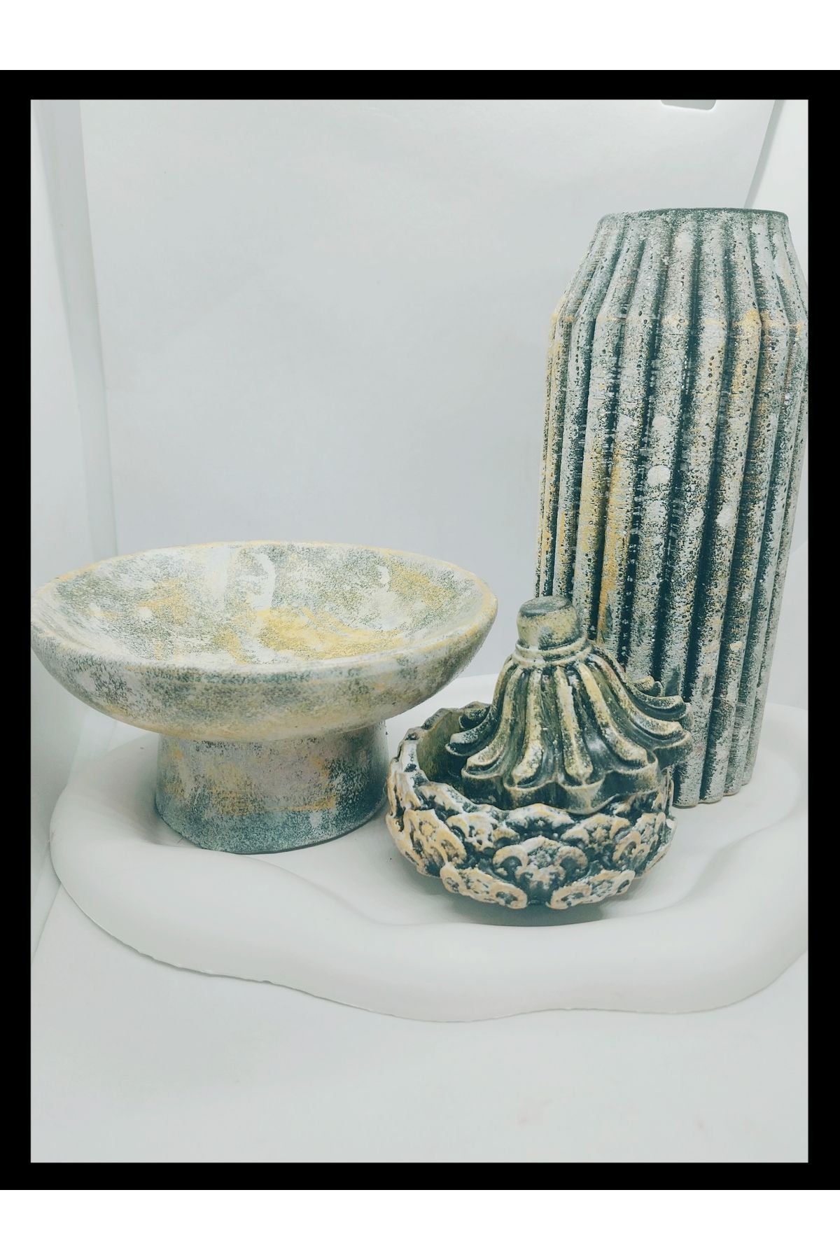 Handmade El yapımı vazo set dokulu özel tasarım hediyelik dekoratif set