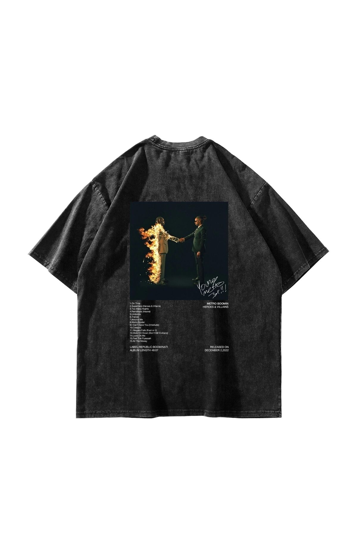 Tarzsokak Metro Boomin Baskılı Oversize Unisex Yıkamalı Siyah