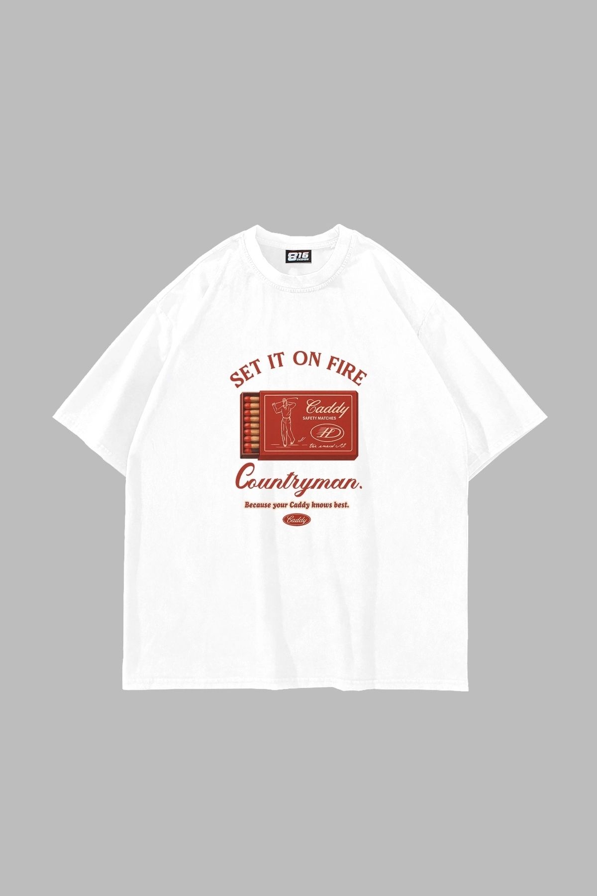 Tarzsokak Set It On Fıre Baskılı Oversize Unisex Beyaz