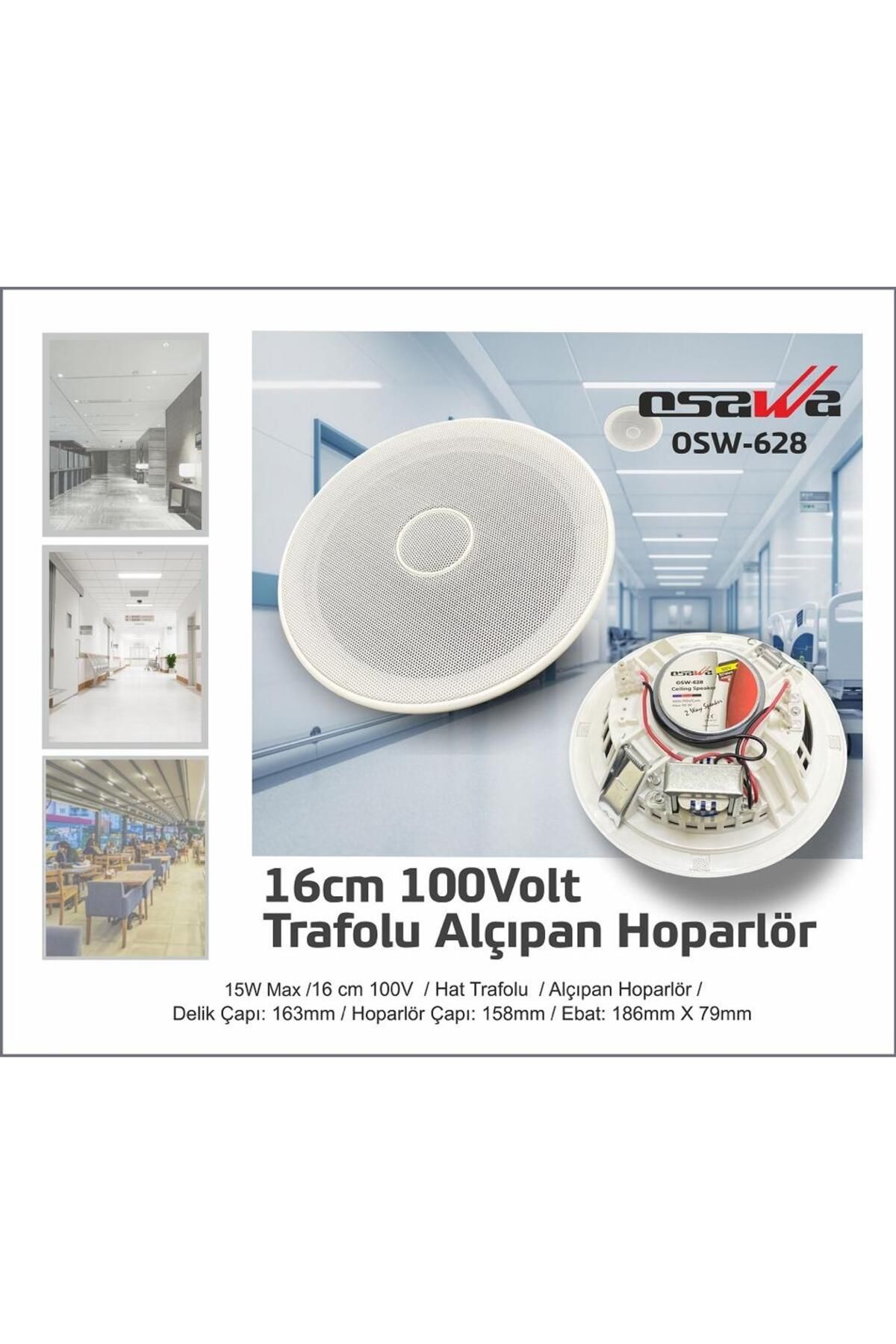 Avrasya Elektronik OSAWA OSW-628 16 CM 50W TWEETERLİ 100 VOLT TRAFOLU ALÇIPAN HOPARLÖR