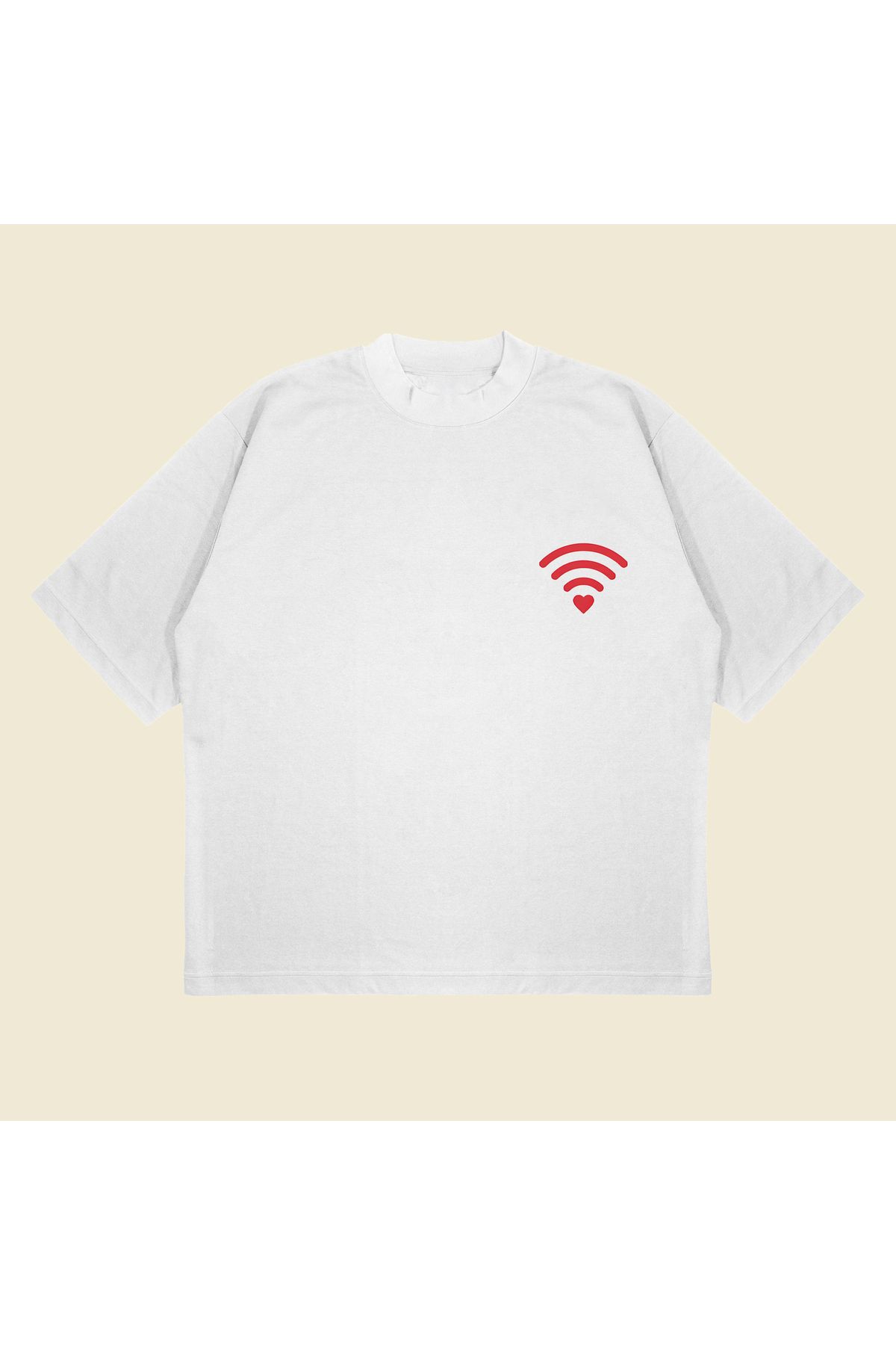 Tarzsokak Love Wifi Baskılı Oversize Unisex Pamuklu Nefes Alan Kalın Kumaşlı