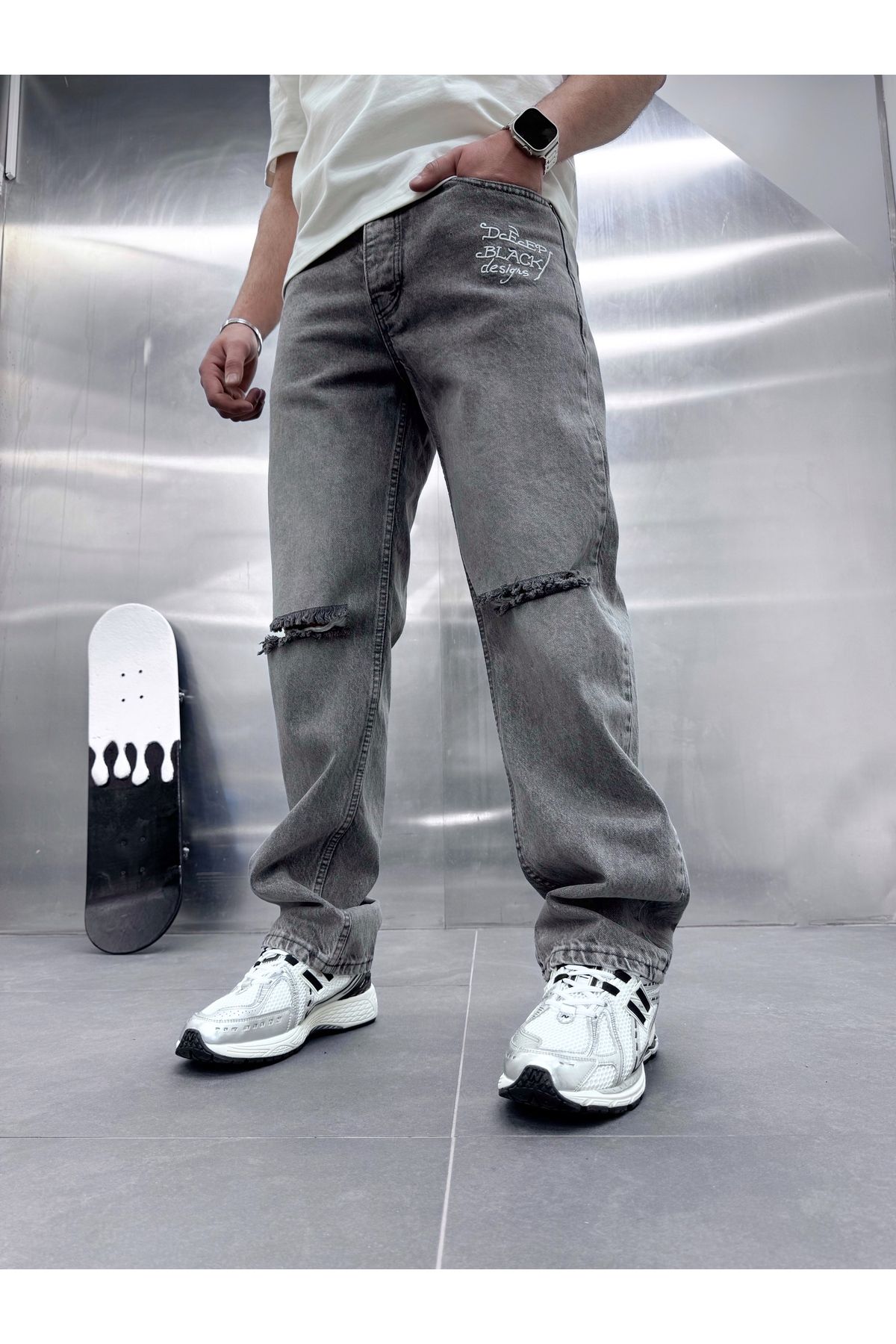 Deep Black Jeans yeni sezon erkek baggy pantolon