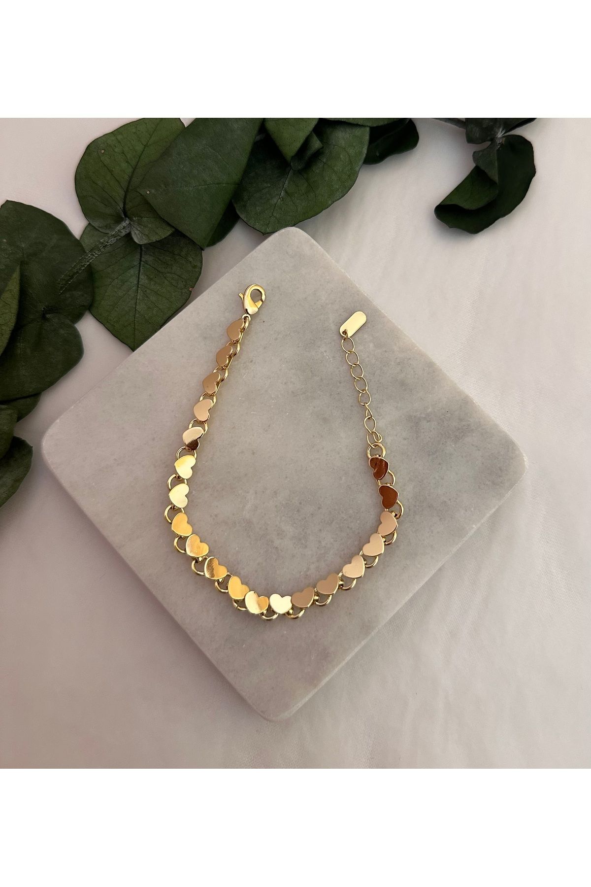 YENGEÇ Kalp Model Çelik Gold Bileklik