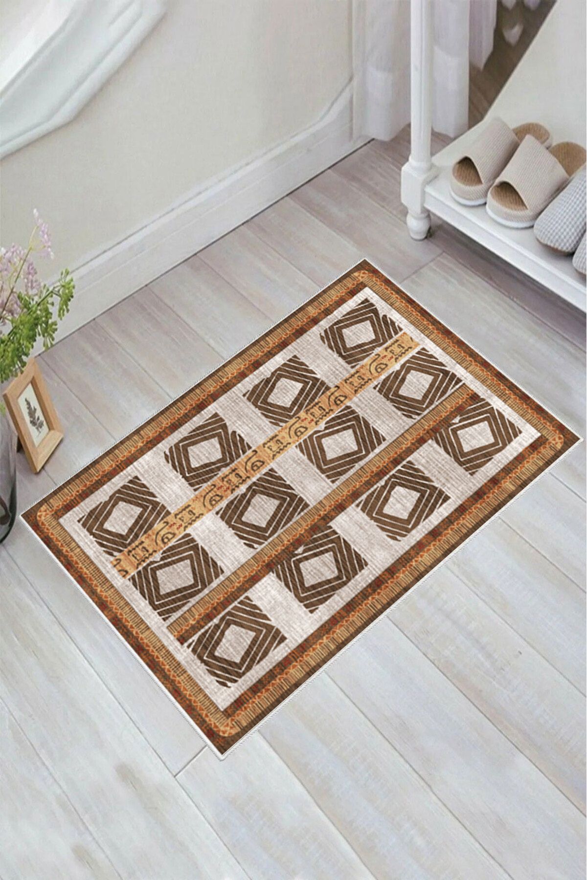 nova century Kaymaz Taban Yıkanabilir Banyo Paspası - Nova Bath Desenli 50*80 Cm