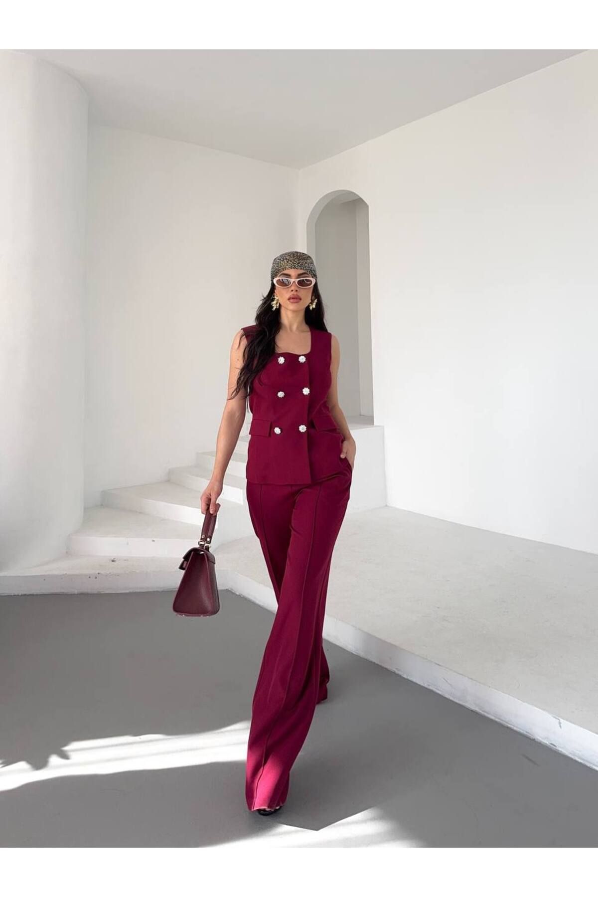 BARG FASHION BORDO Yeni Sezon Yelek Pantolon Takım