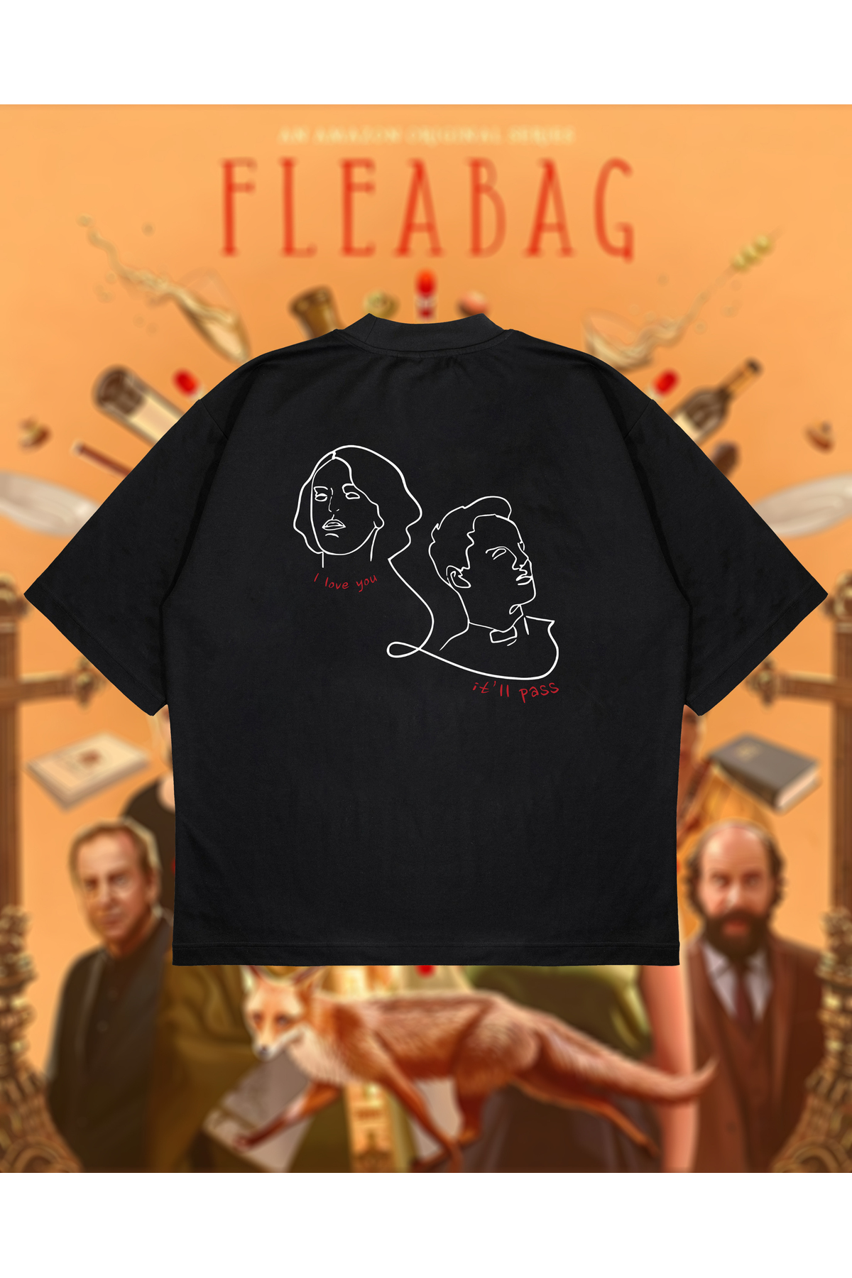 Tarzsokak Fleabag Baskılı Oversize Unisex Pamuklu Nefes Alan Kalın Kumaşlı görsel 2