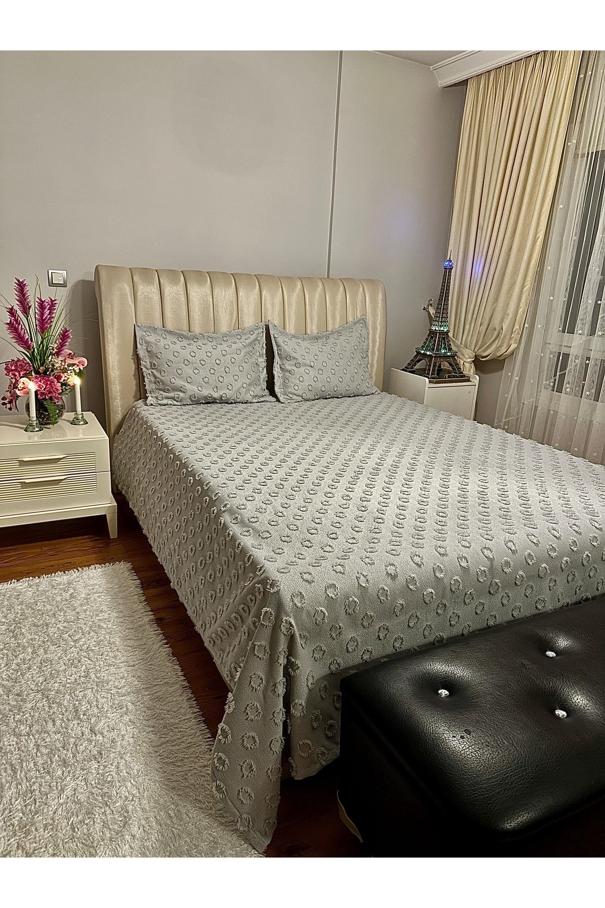 diabella-3 Piece Double Bedspread with Pompom Pattern 5