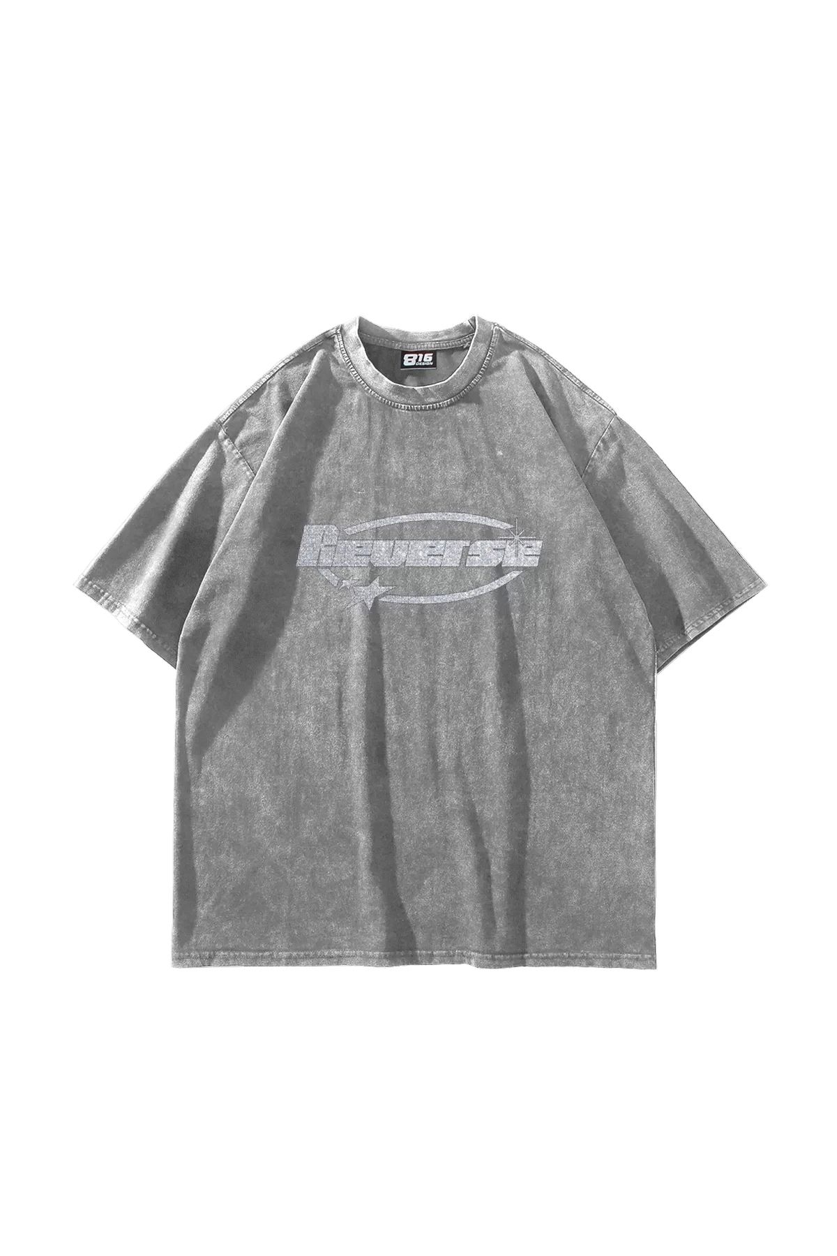 Tarzsokak Reverse Baskılı Oversize Unisex Yıkamalı Beyaz